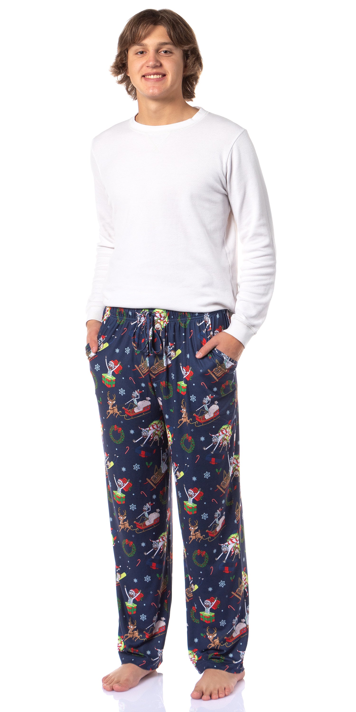 Rick and Morty Men's Christmas Sleep Tossed Print Pajama Pants