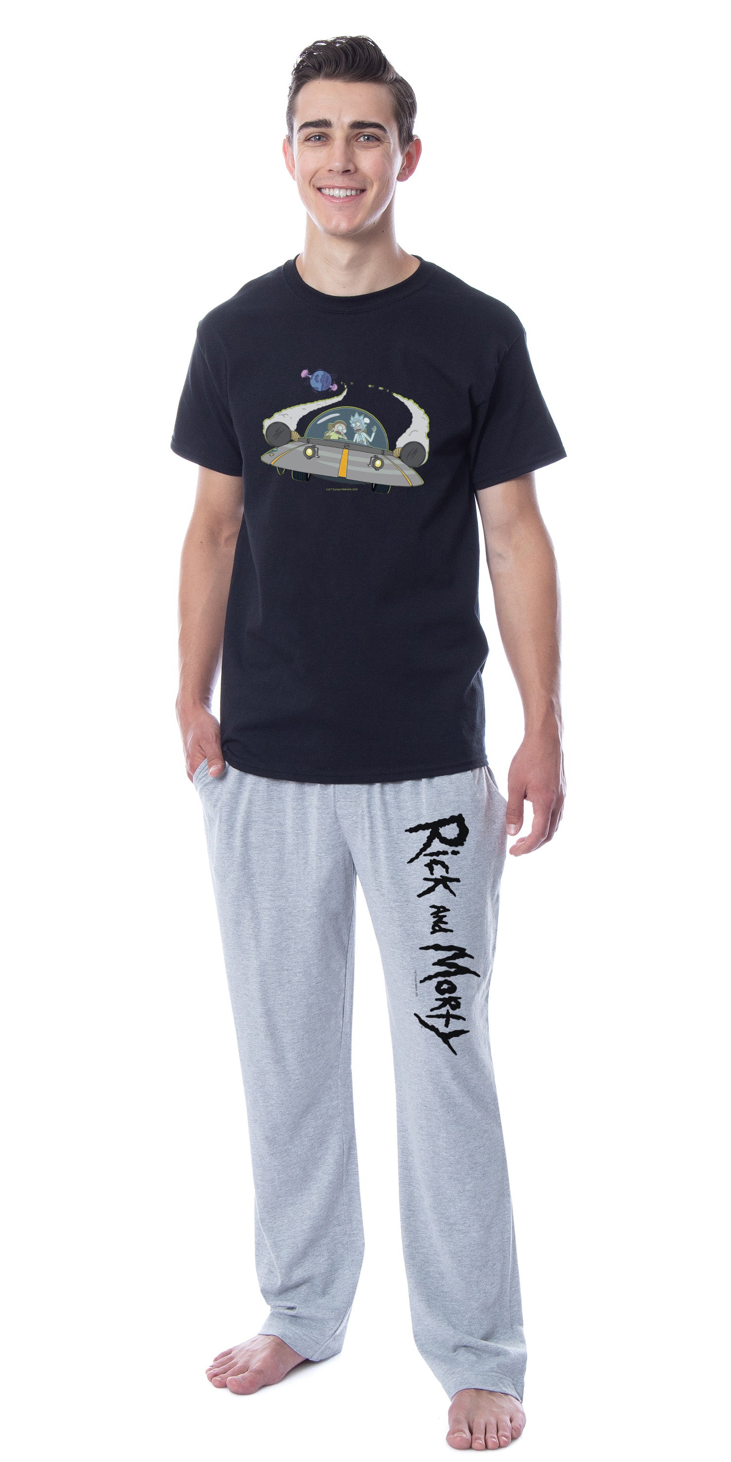 Rick and Morty Mens' TV Show Series Spaceship Title Sleep Pajama Set