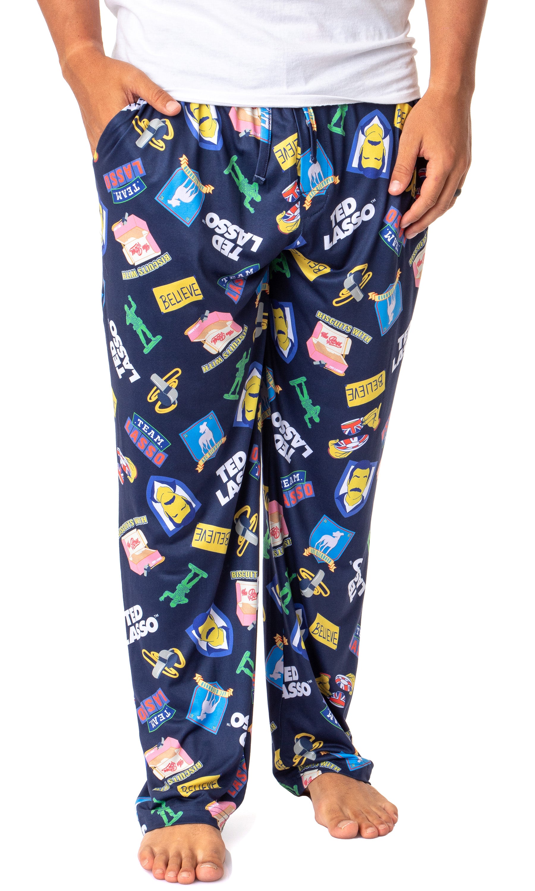 Ted Lasso Mens' TV Series Show Symbols Believe Sleep Pajama Pants (Large)