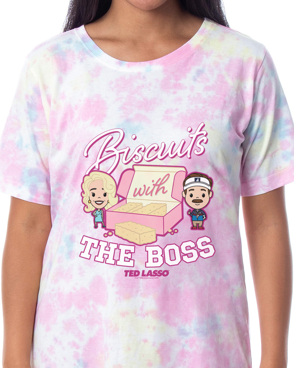 Ted Lasso Women's Biscuits With The Boss Chibi Nightgown Sleep Pajama Shirt