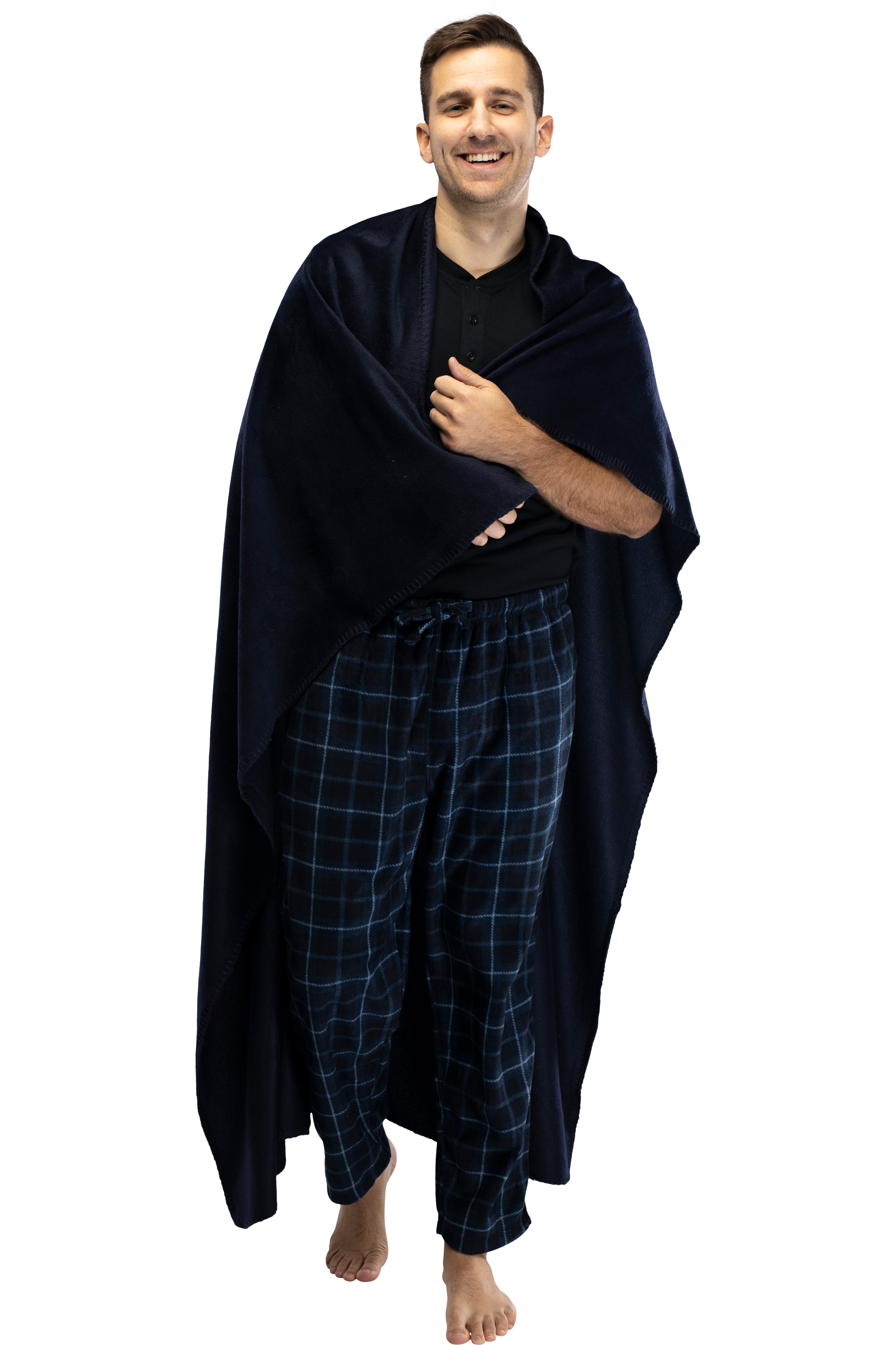 Intimo Mens' Polar Fleece Pajama Pants with Fleece Blanket Gift Set