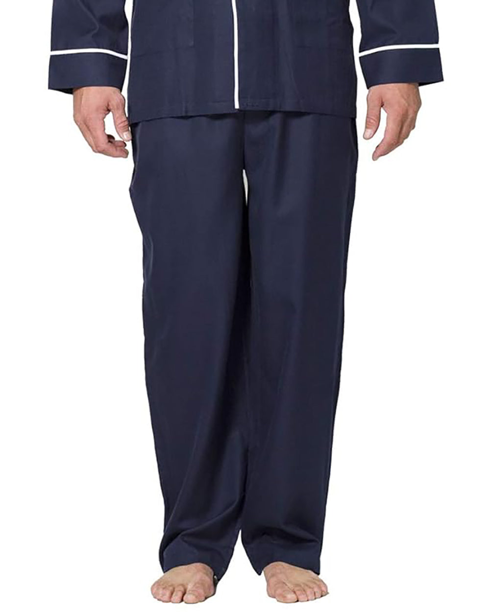 Intimo Mens Herringbone Long Pajama Set with Piping