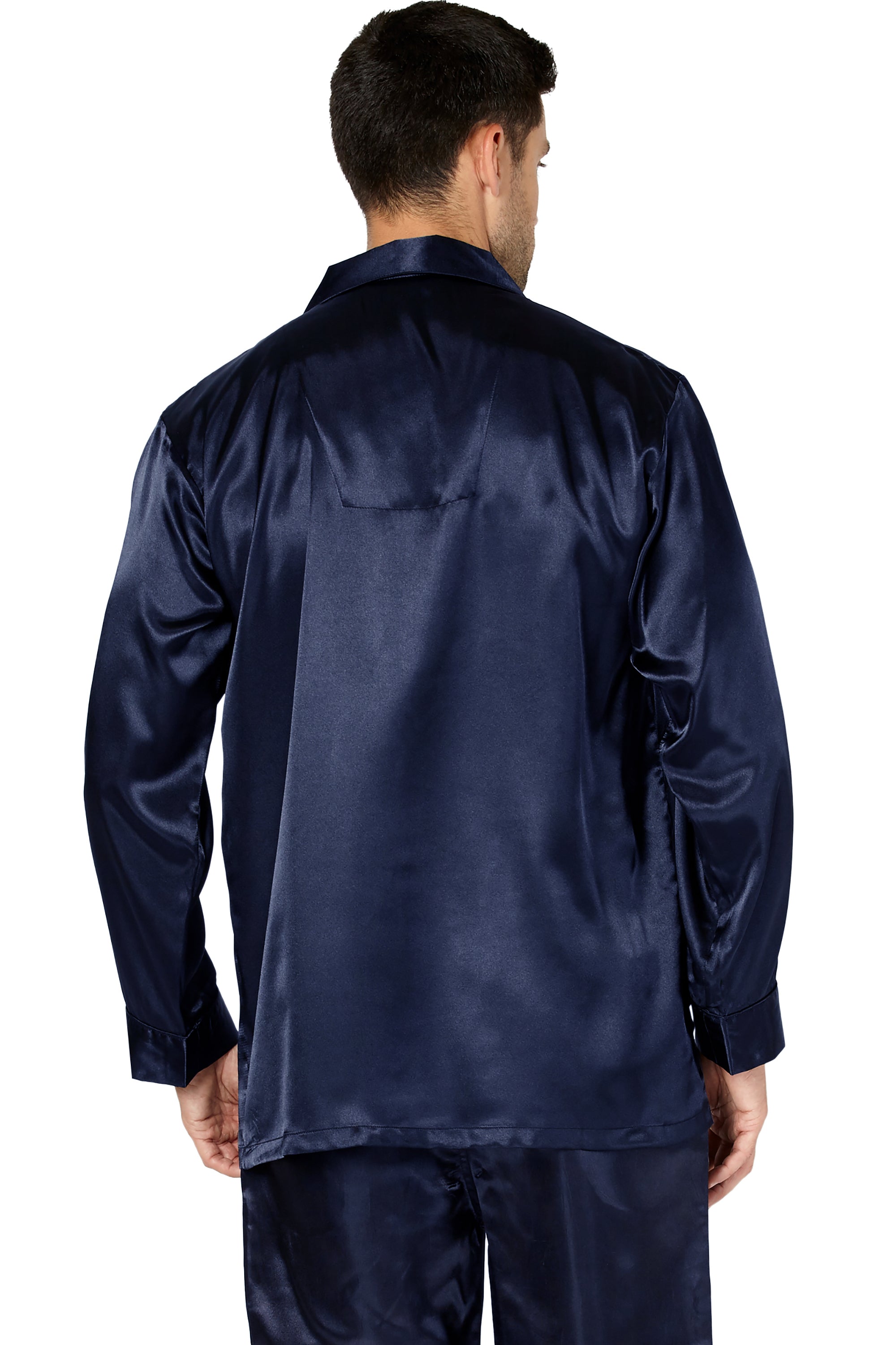 Intimo Mens Poly Charmeuse 2 Pocket Button Front Pajama Top