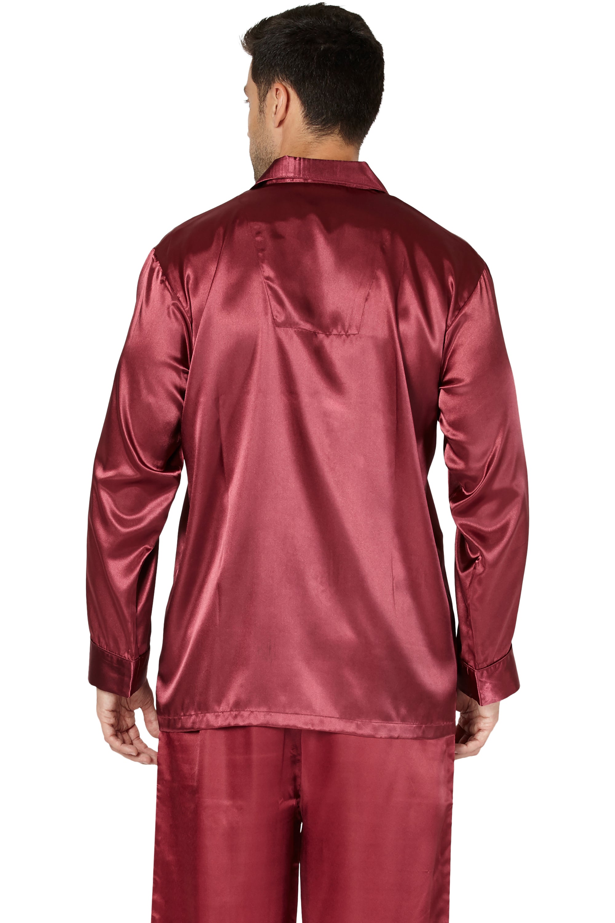 Intimo Mens Poly Charmeuse 2 Pocket Button Front Pajama Top