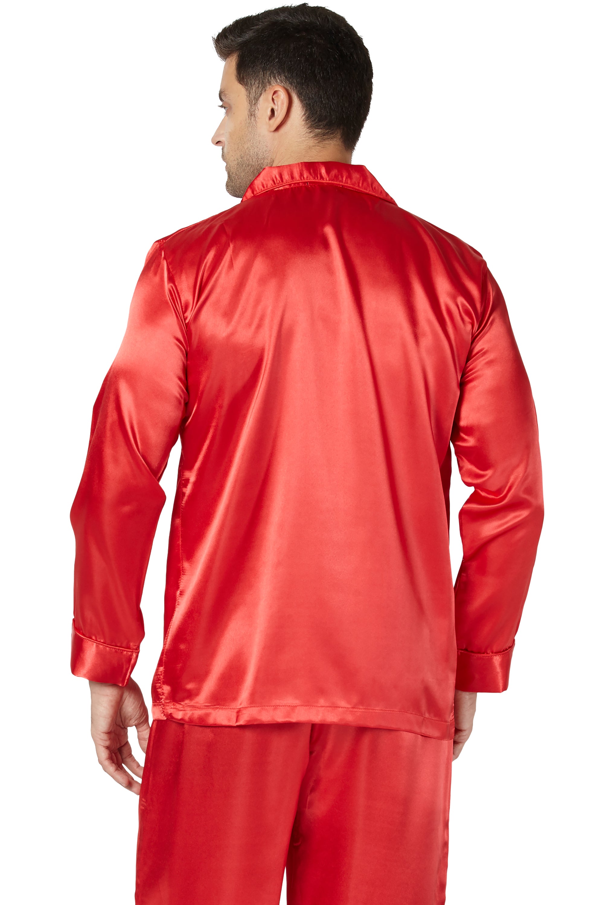 Intimo Mens Poly Charmeuse 2 Pocket Button Front Pajama Top
