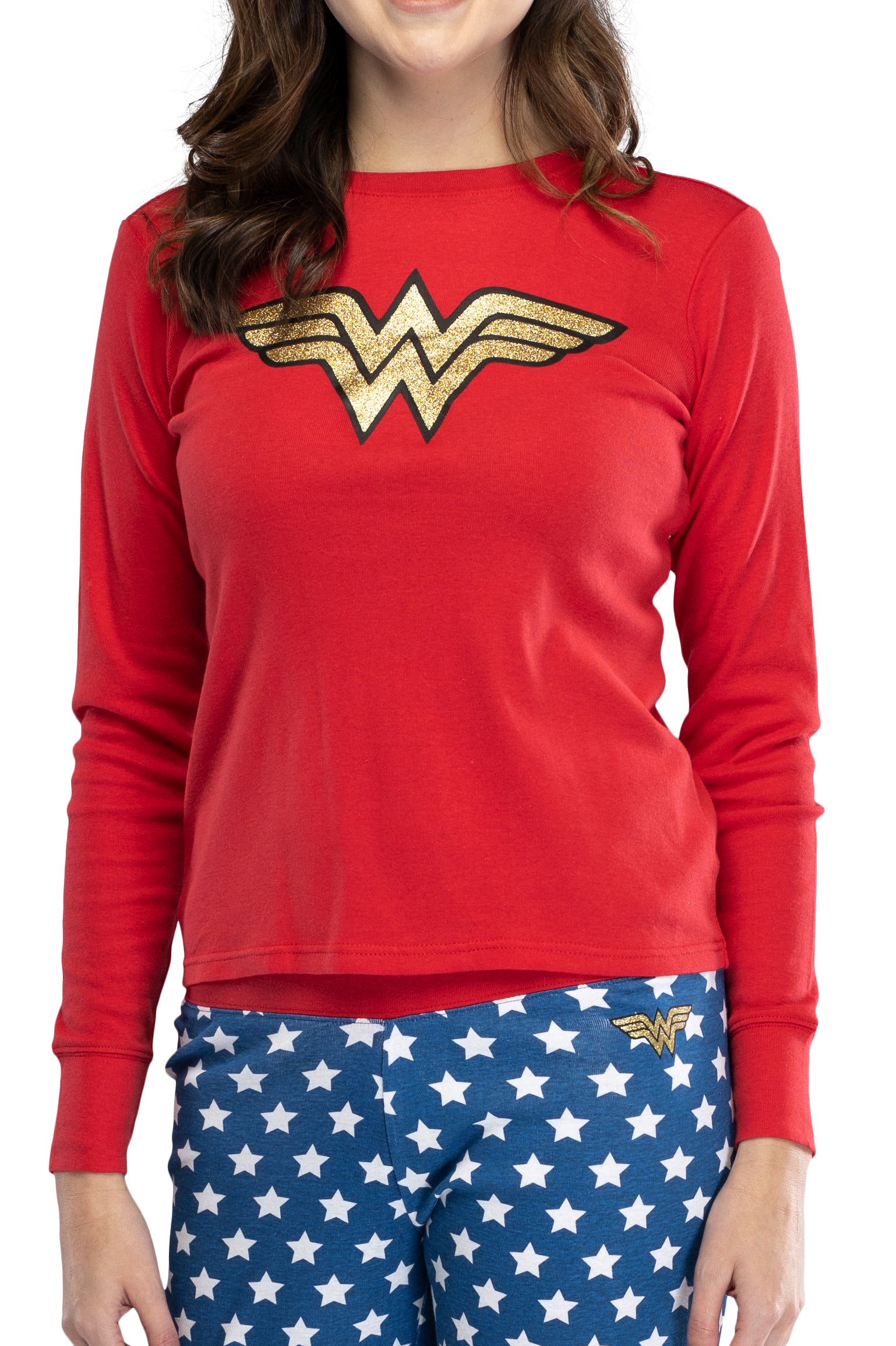 Intimo Womens Wonder Woman Glitter Logo Pajama Set
