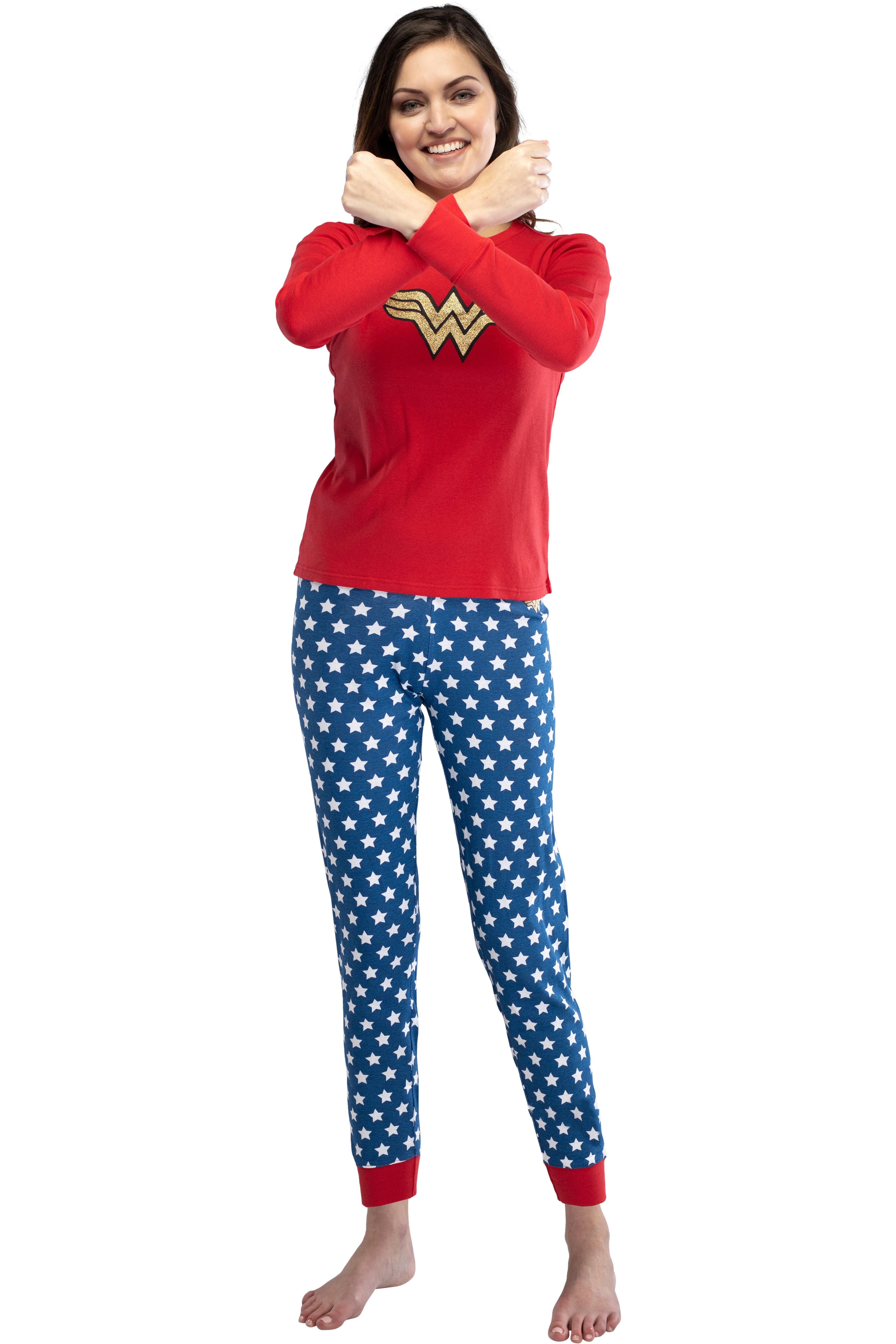 Intimo Womens Wonder Woman Glitter Logo Pajama Set
