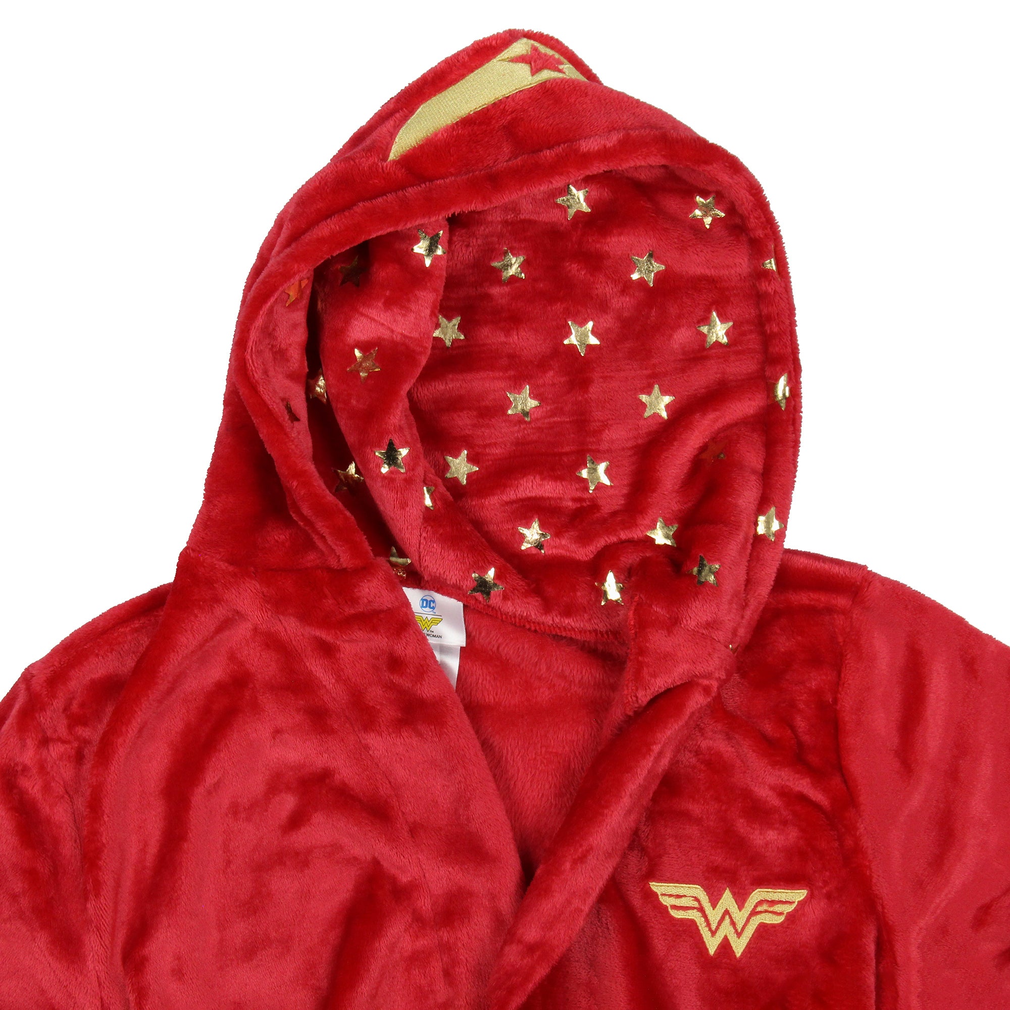 DC Comics Junior's Women's Wonder Woman Embroidered Hooded Fleece Robe
