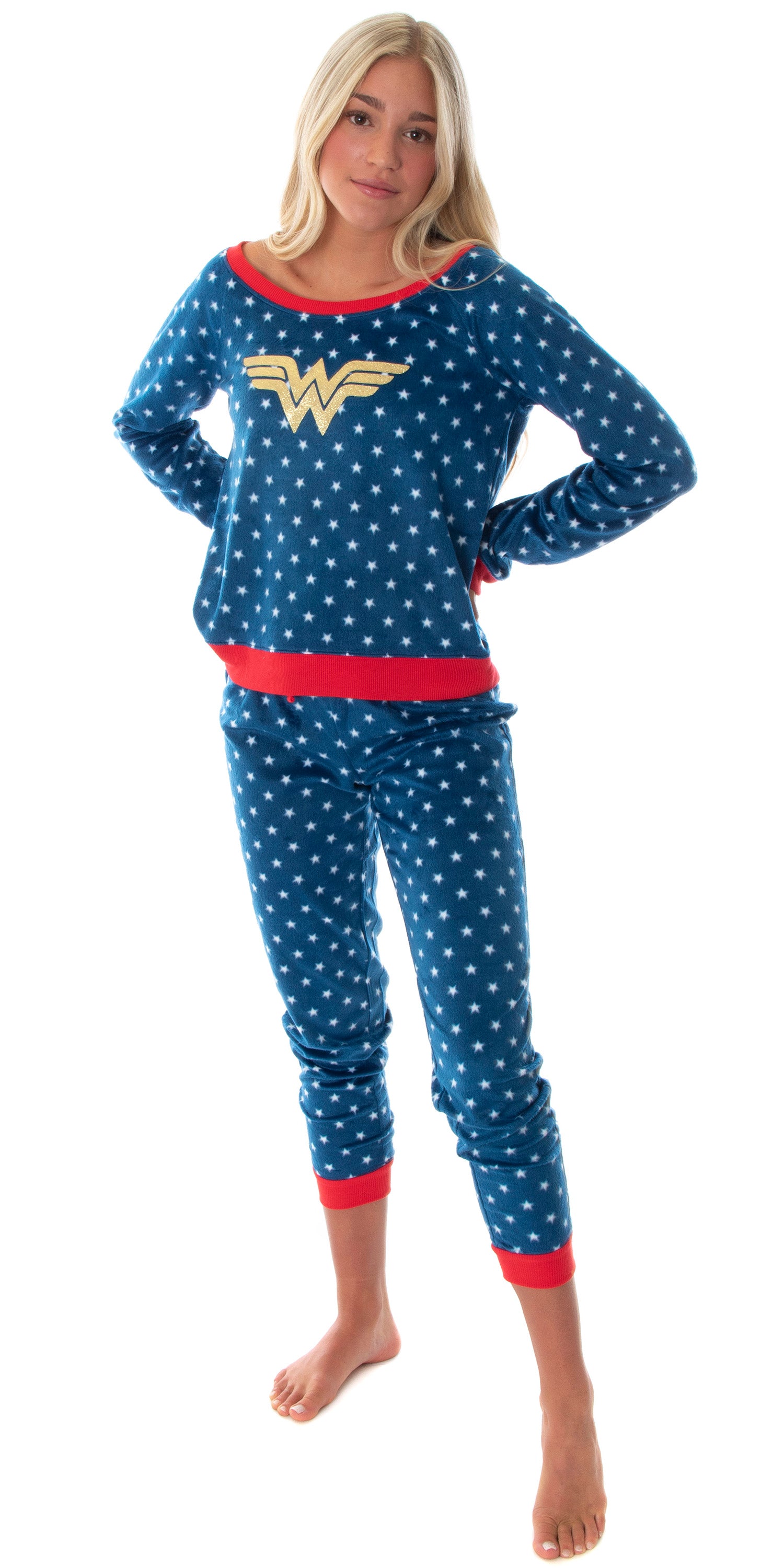 DC Comics Wonder Woman Juniors' Fleece Joggers Pajama Set