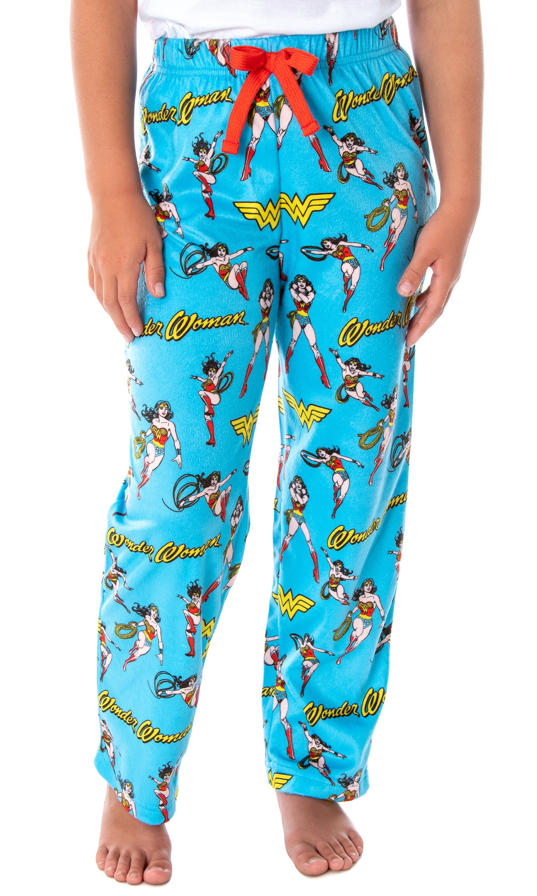 DC Comics Girls' Wonder Woman Vintage Allover Pattern Pajama Pants