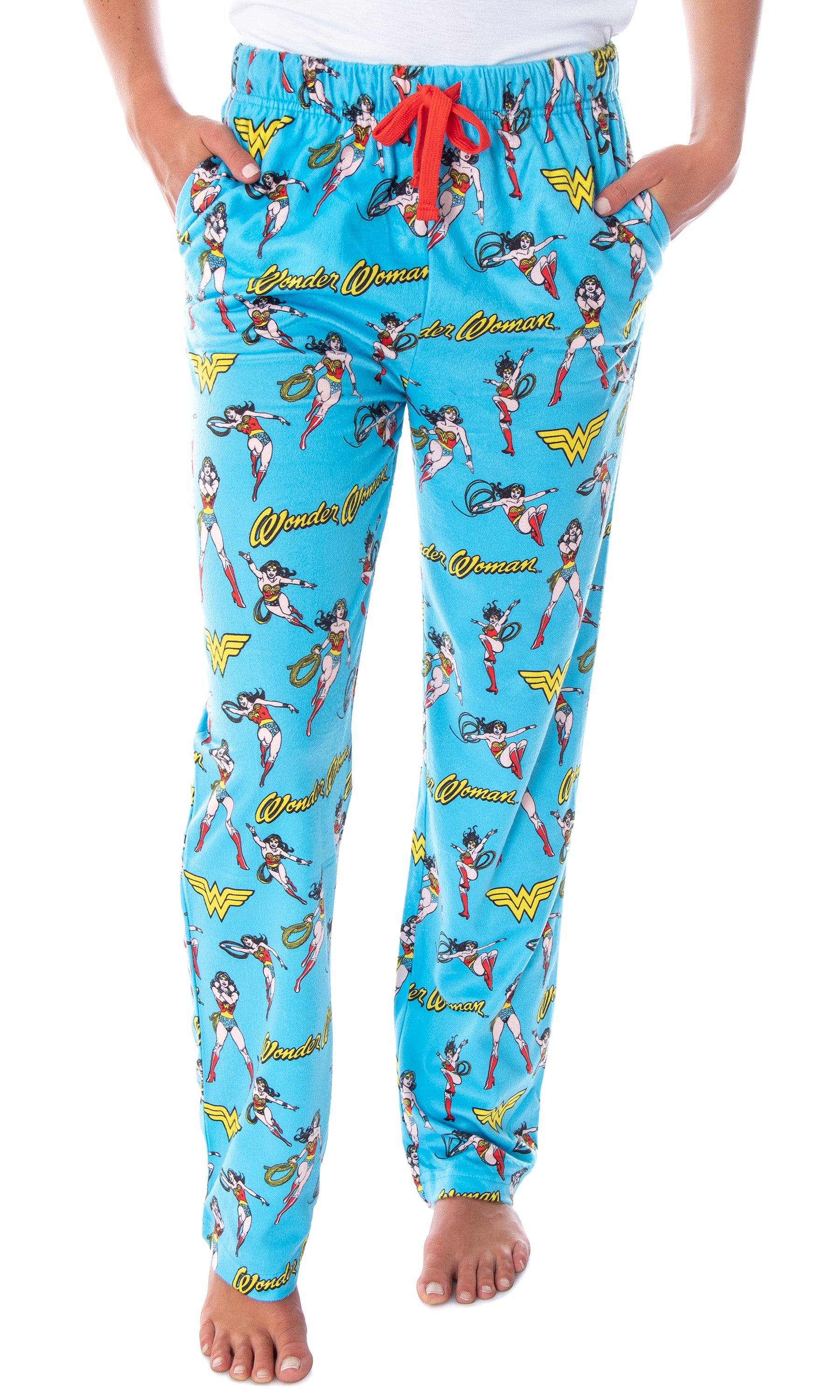 DC Comics Women's Wonder Woman Vintage Allover Pattern Pajama Pants