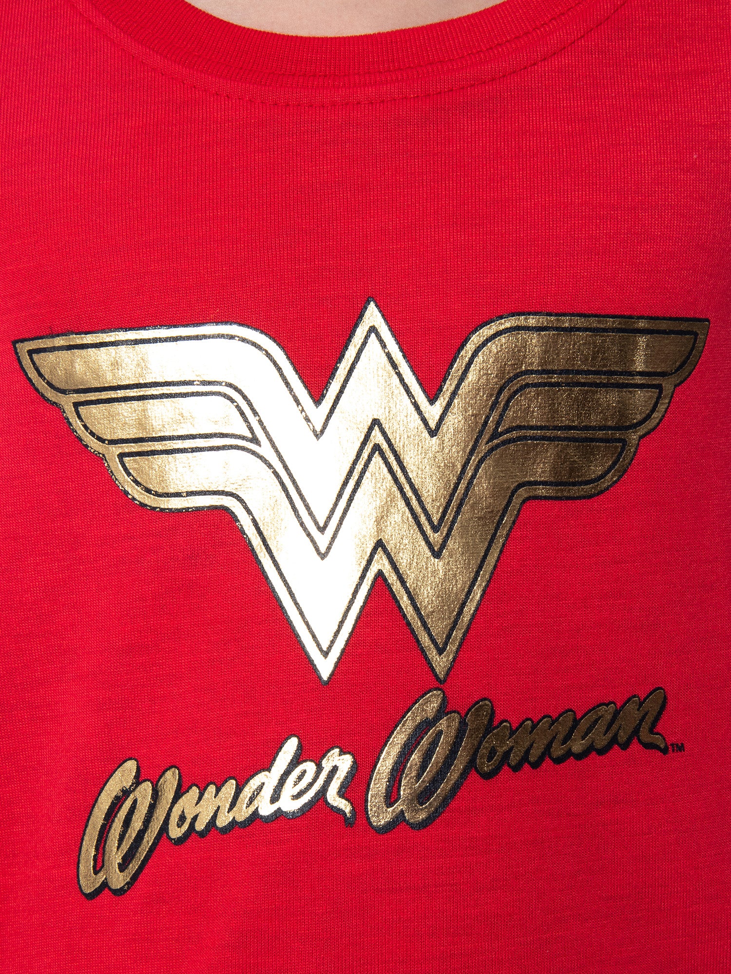 DC Comics Girls' Wonder Woman Gold Foil Logo Shirt and Shorts Pajama Set