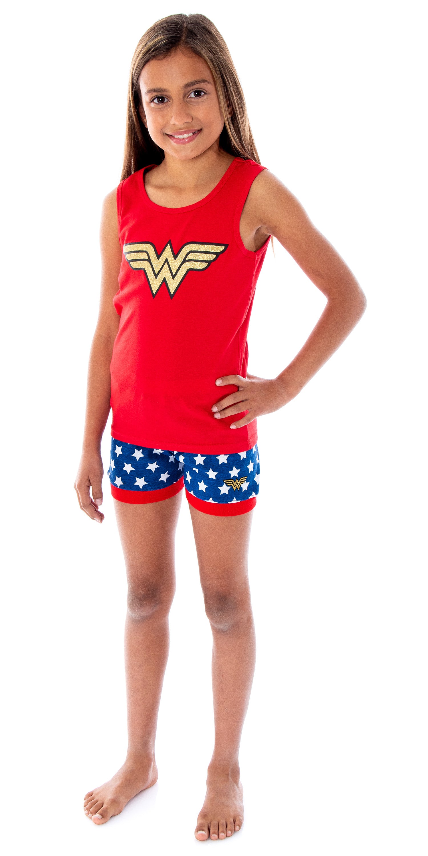 DC Comics Girls Wonder Woman Logo Tank Top And Shorts Pajama Set