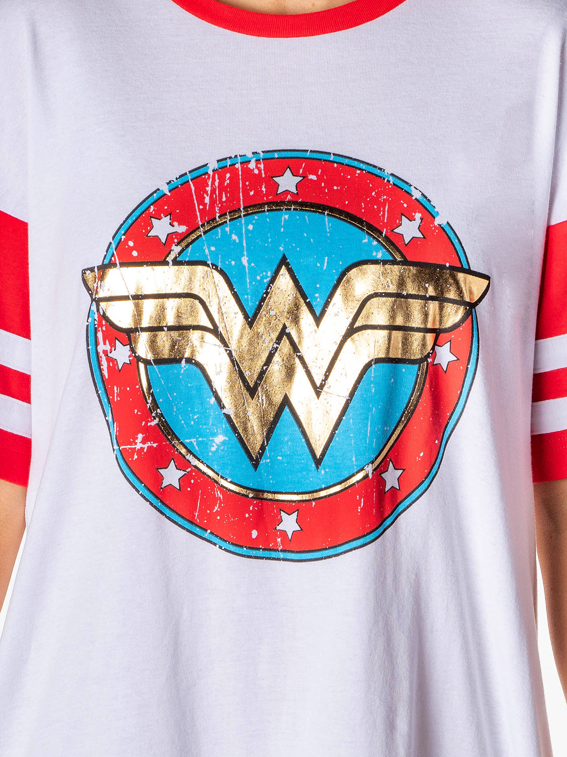 DC Comics Wonder Woman Classic Logo Womens Varsity Tee Nightgown Pajama Shirt