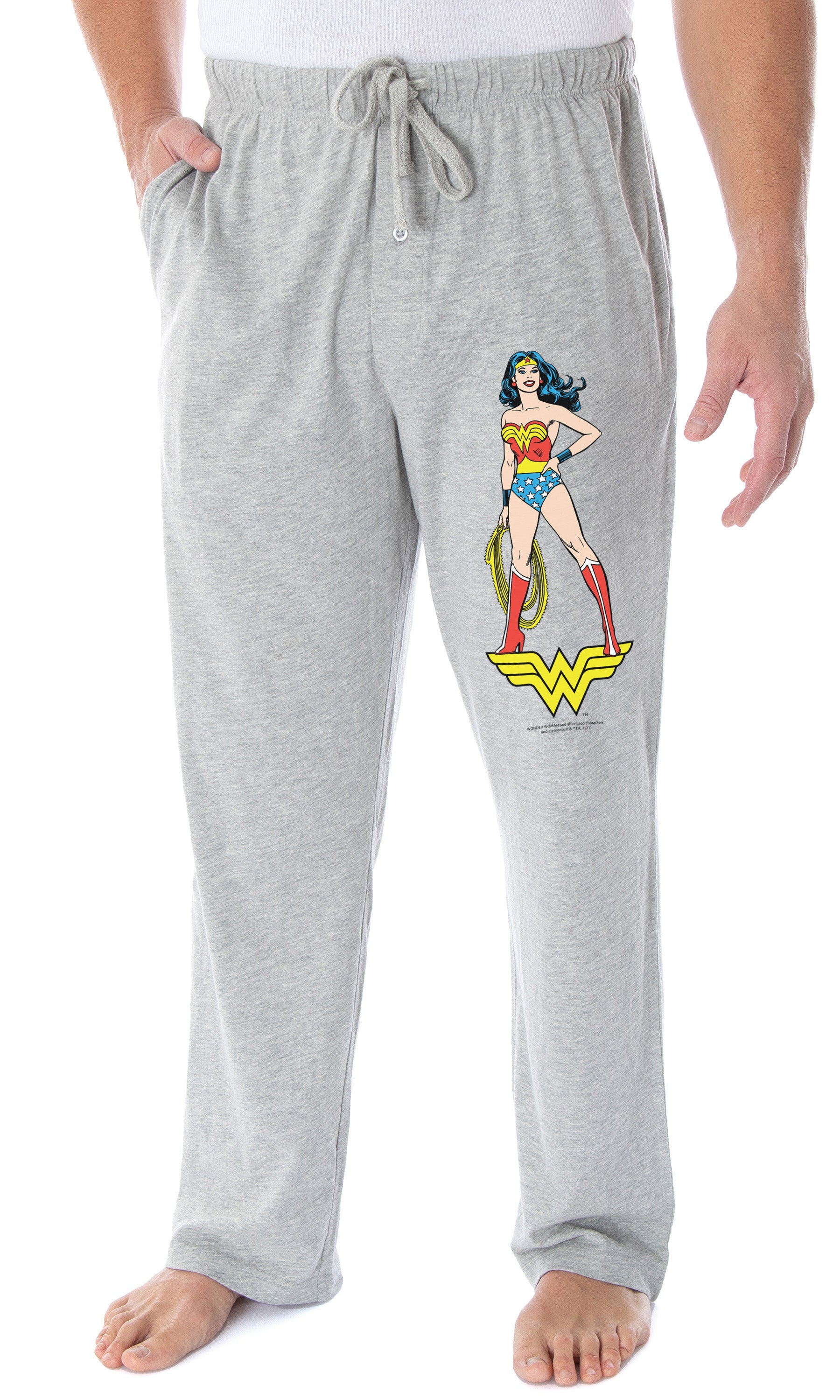 DC Comics Adult Vintage Wonder Woman Pajama Pants Character And WW Logo Loungewear Sleep Pants