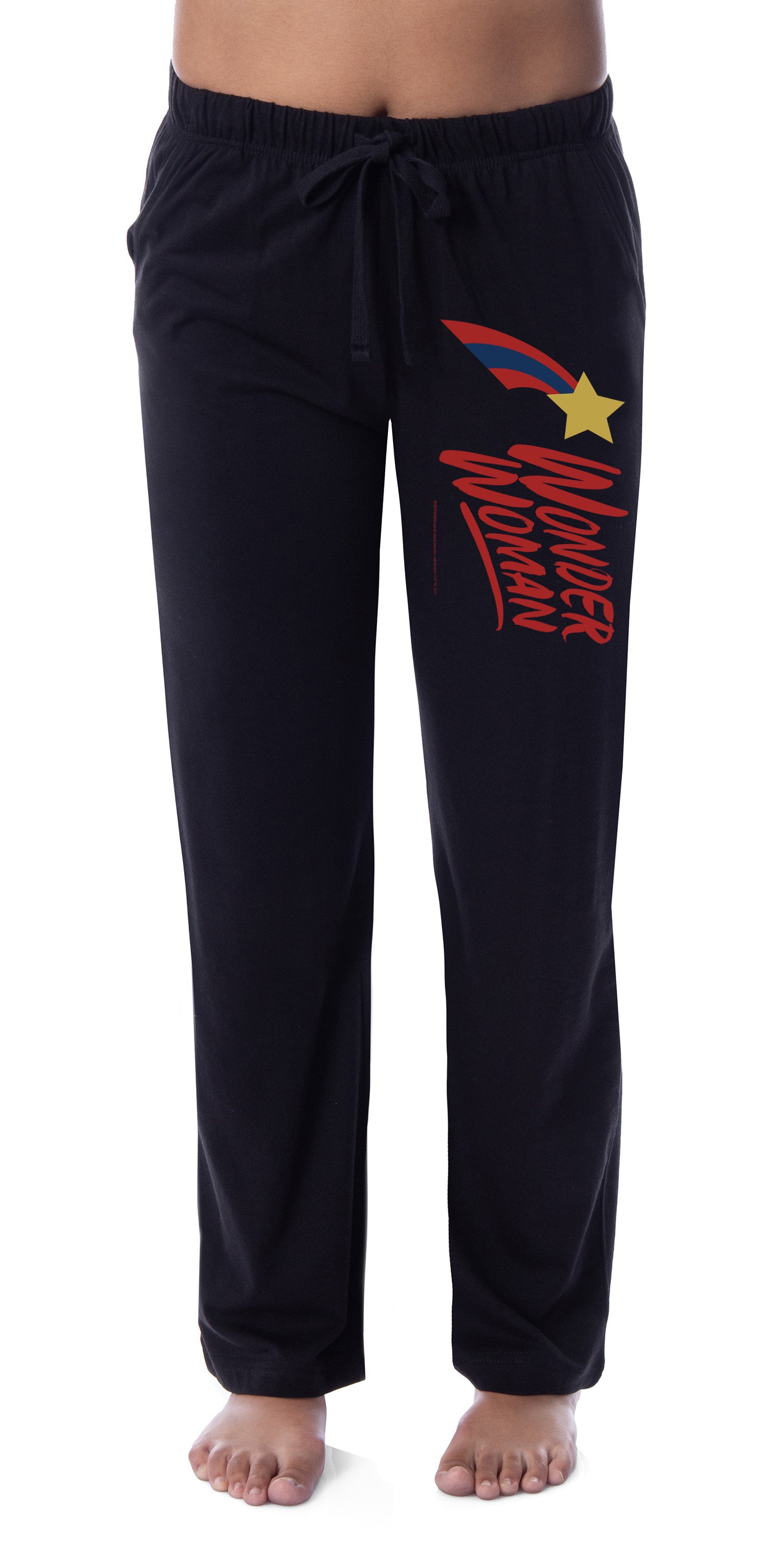 DC Womens' Wonder Woman Classic Star Stripe Logo Sleep Pajama Pants