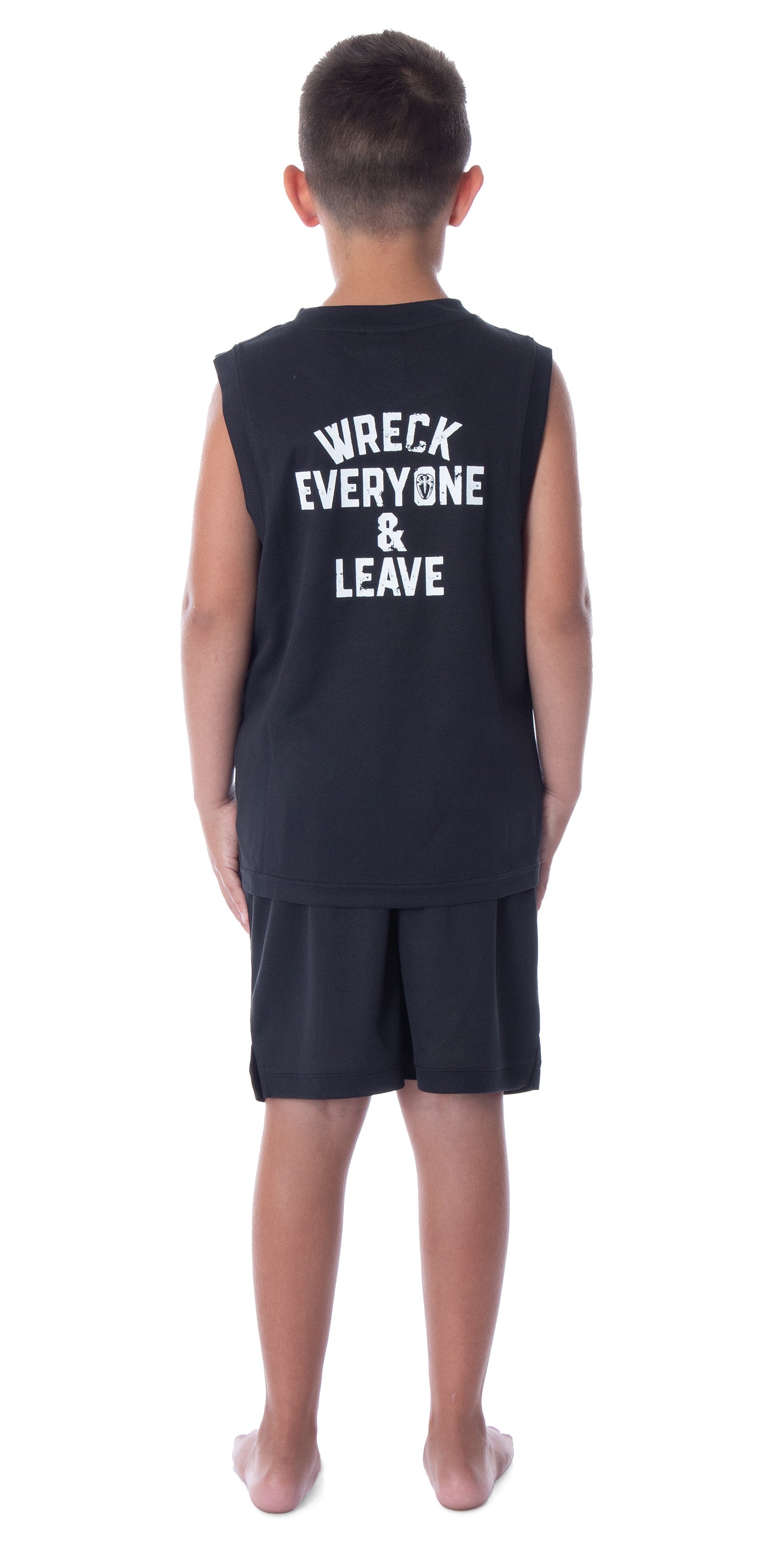 WWE Boys' Roman Reigns Wreck Everyone And Leave Tank Short Pajama Set