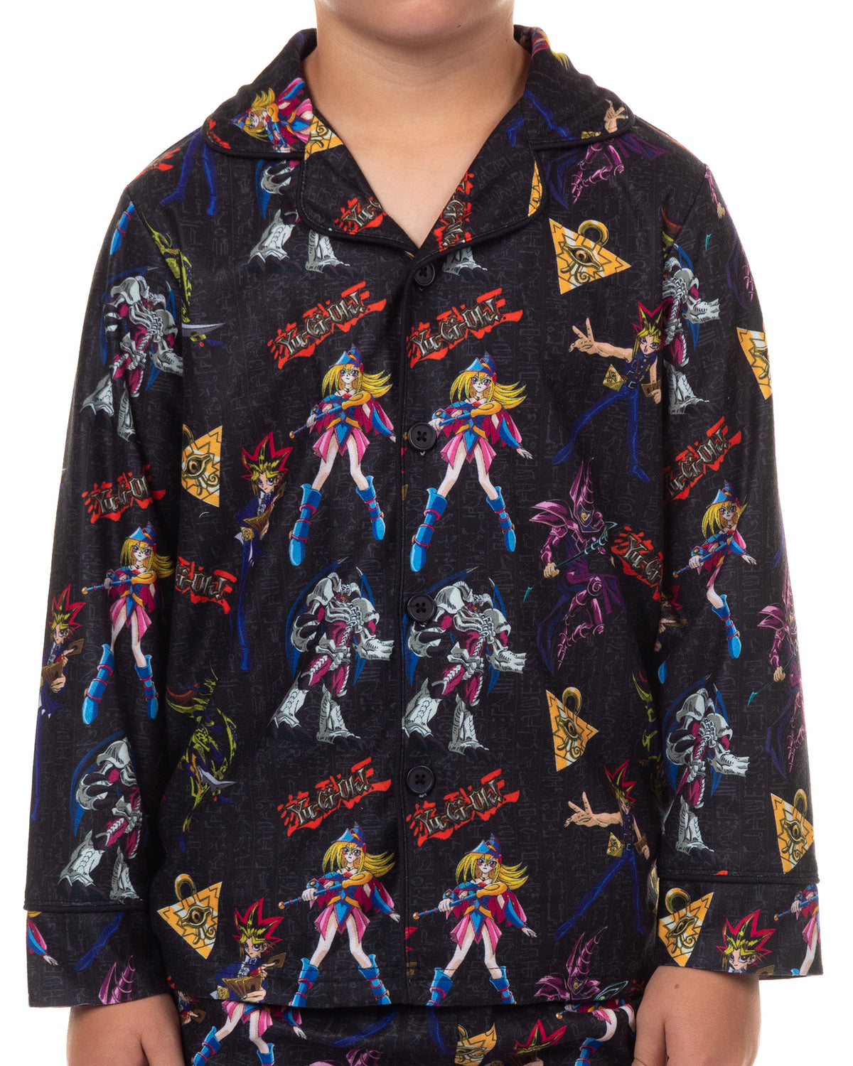 Yu-Gi-Oh! Pajamas Boy's Millennium Puzzle Long Sleeve Button Up Pant Set