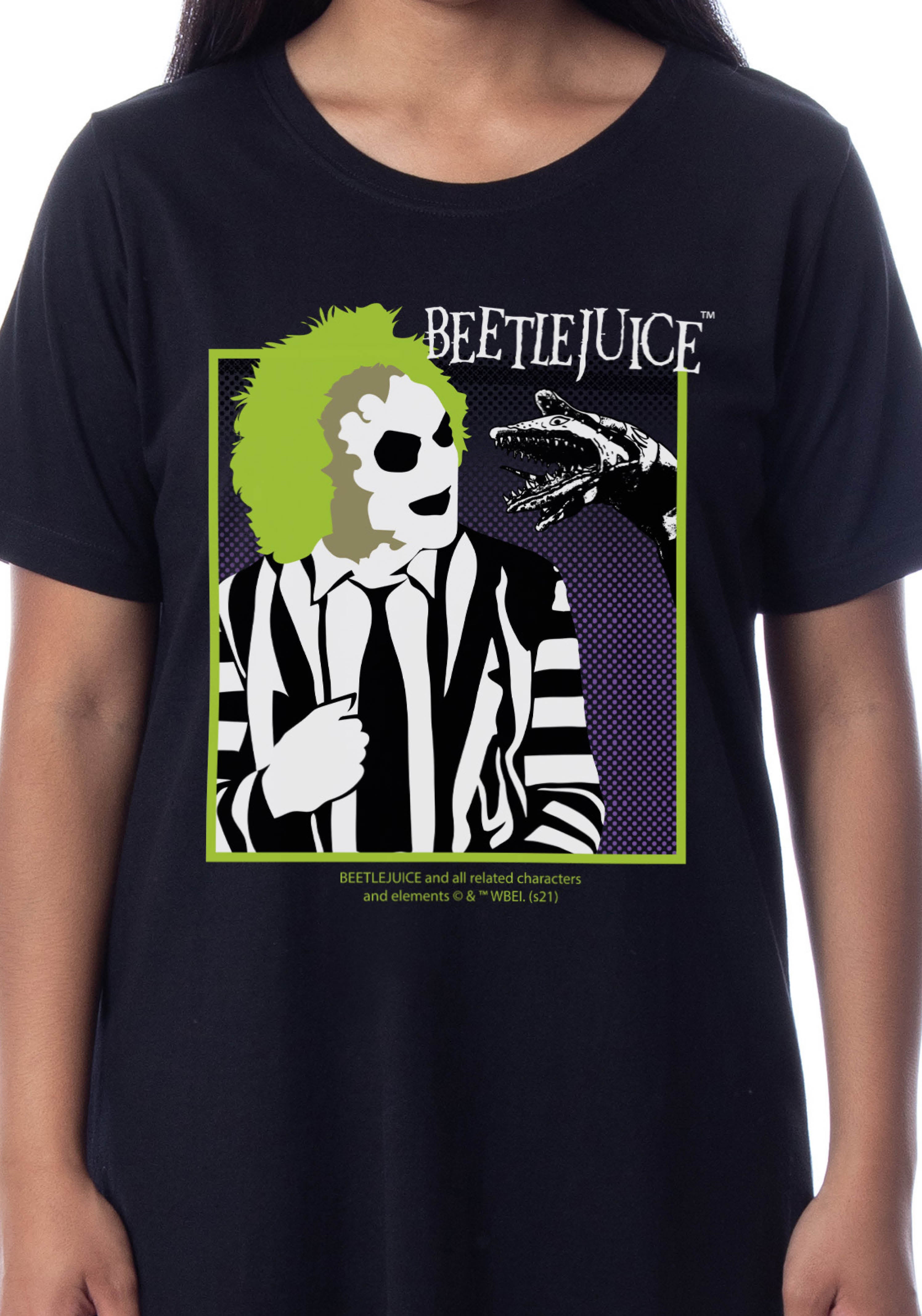 Beetlejuice Womens' Minimalist Character Logo Nightgown Sleep Pajama Shirt