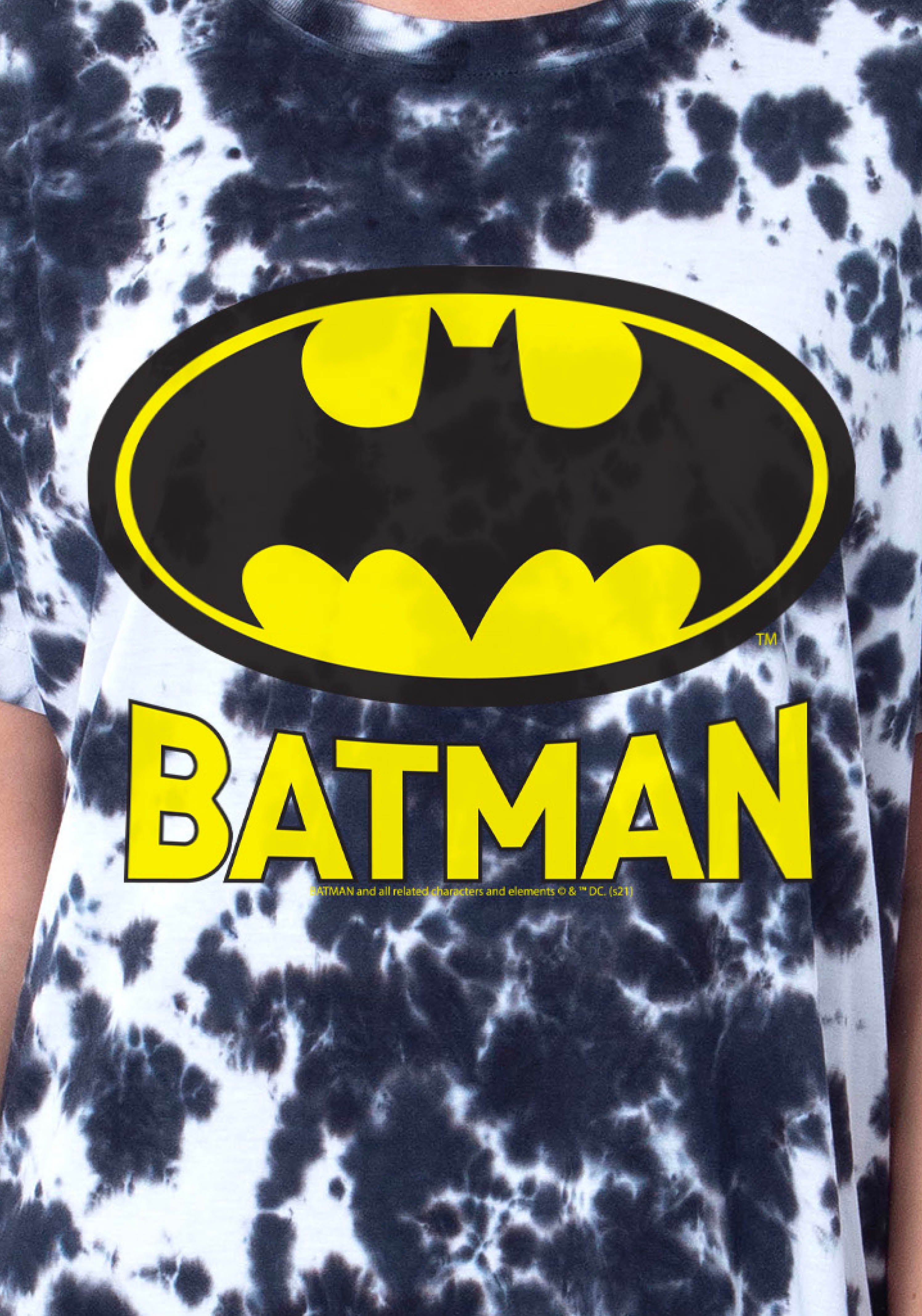 DC Comics Batman Womens' Bat Symbol Nightgown Sleep Pajama Shirt Tie-Dye