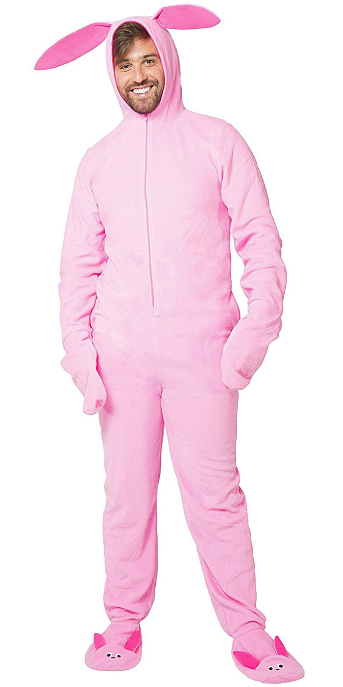 INTIMO A Christmas Story Men's Ralphie Deranged Pink Bunny Suit Hooded Costume Union Suit