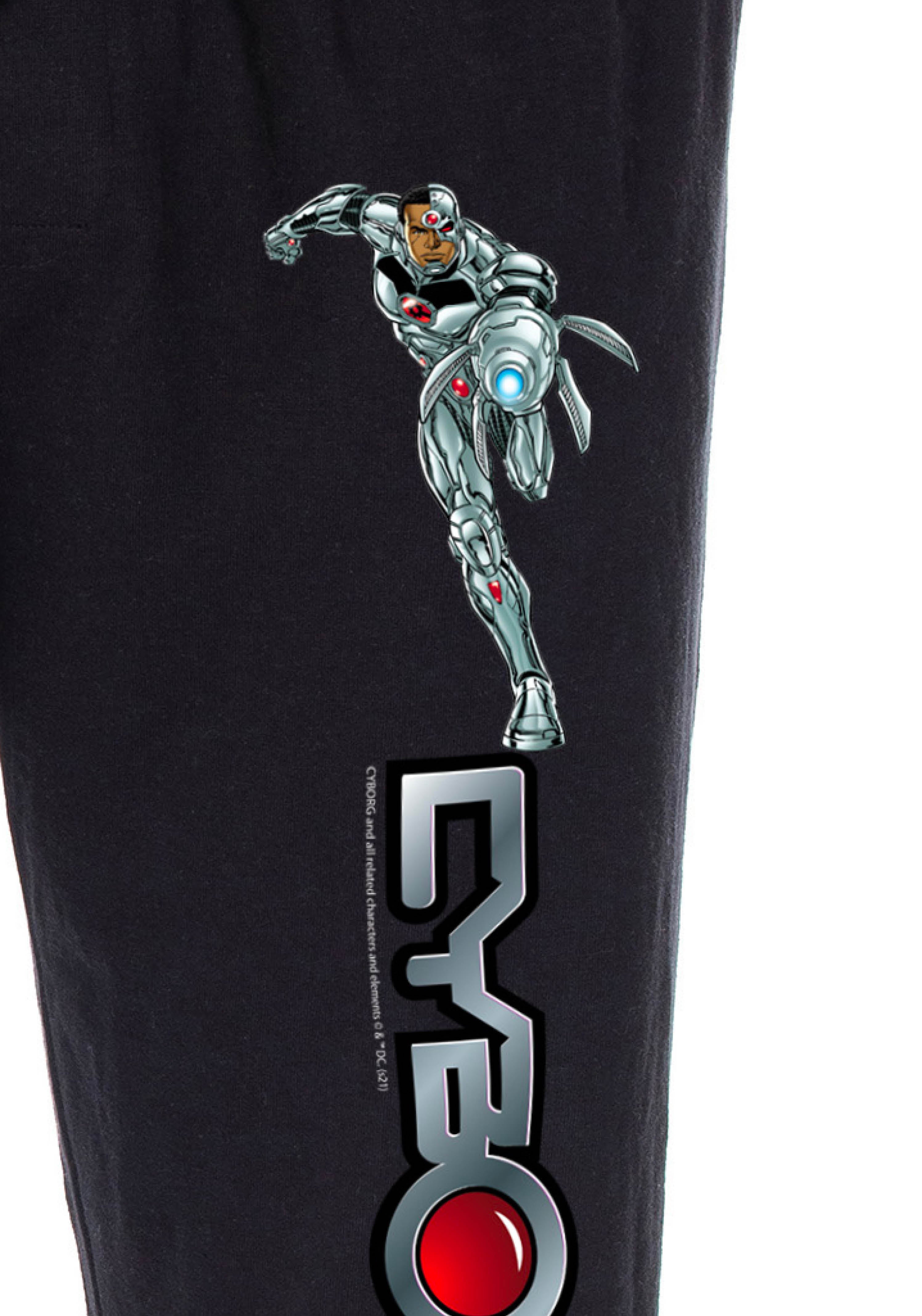 DC Comics Men's Cyborg Character And Logo Loungewear Sleep Pajama Pants
