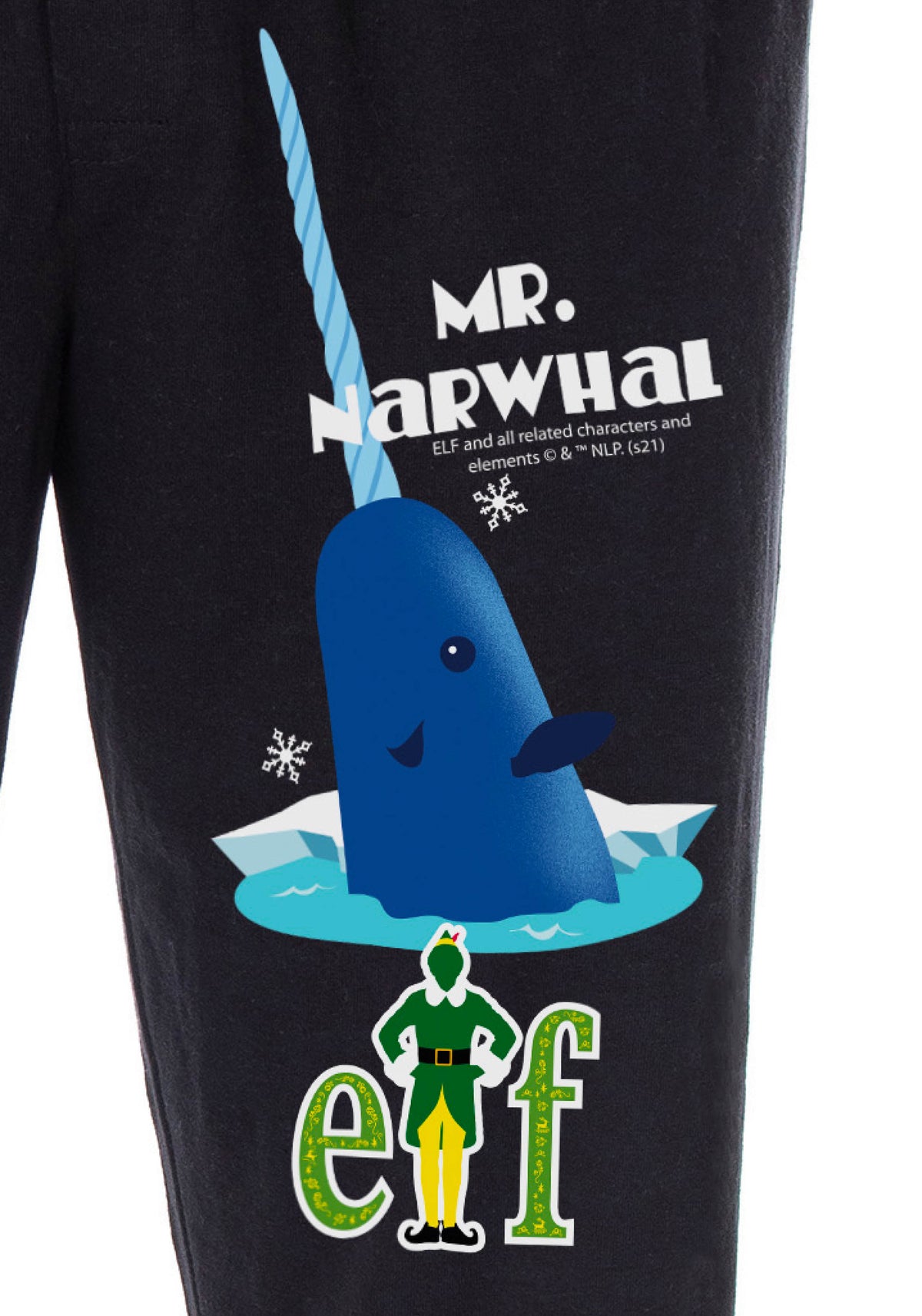 Elf The Movie Men's Mr. Narwhal And Buddy The Elf Logo Loungewear Sleep Bottoms Pajama Pants