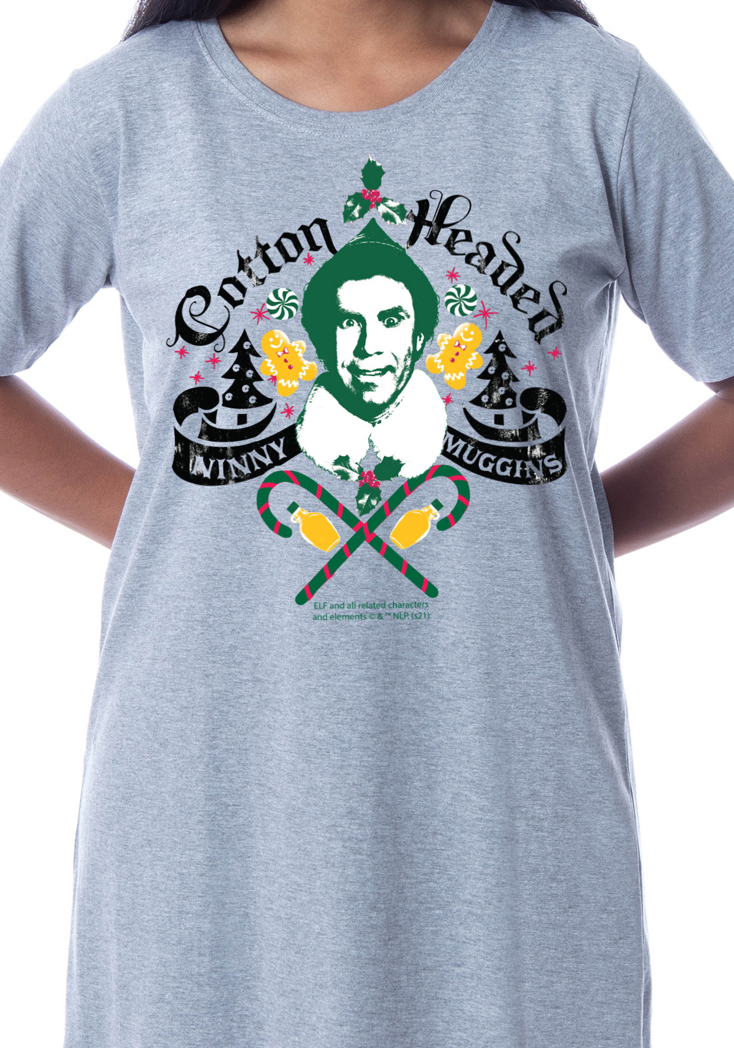 Elf The Movie Womens' Buddy Cotton-Headed Nightgown Sleep Pajama