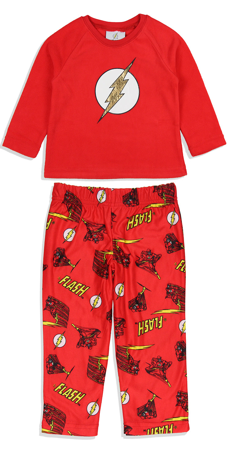 DC Comics Toddler Boys' Classic The Flash Logo Raglan Sleep Pajama Set