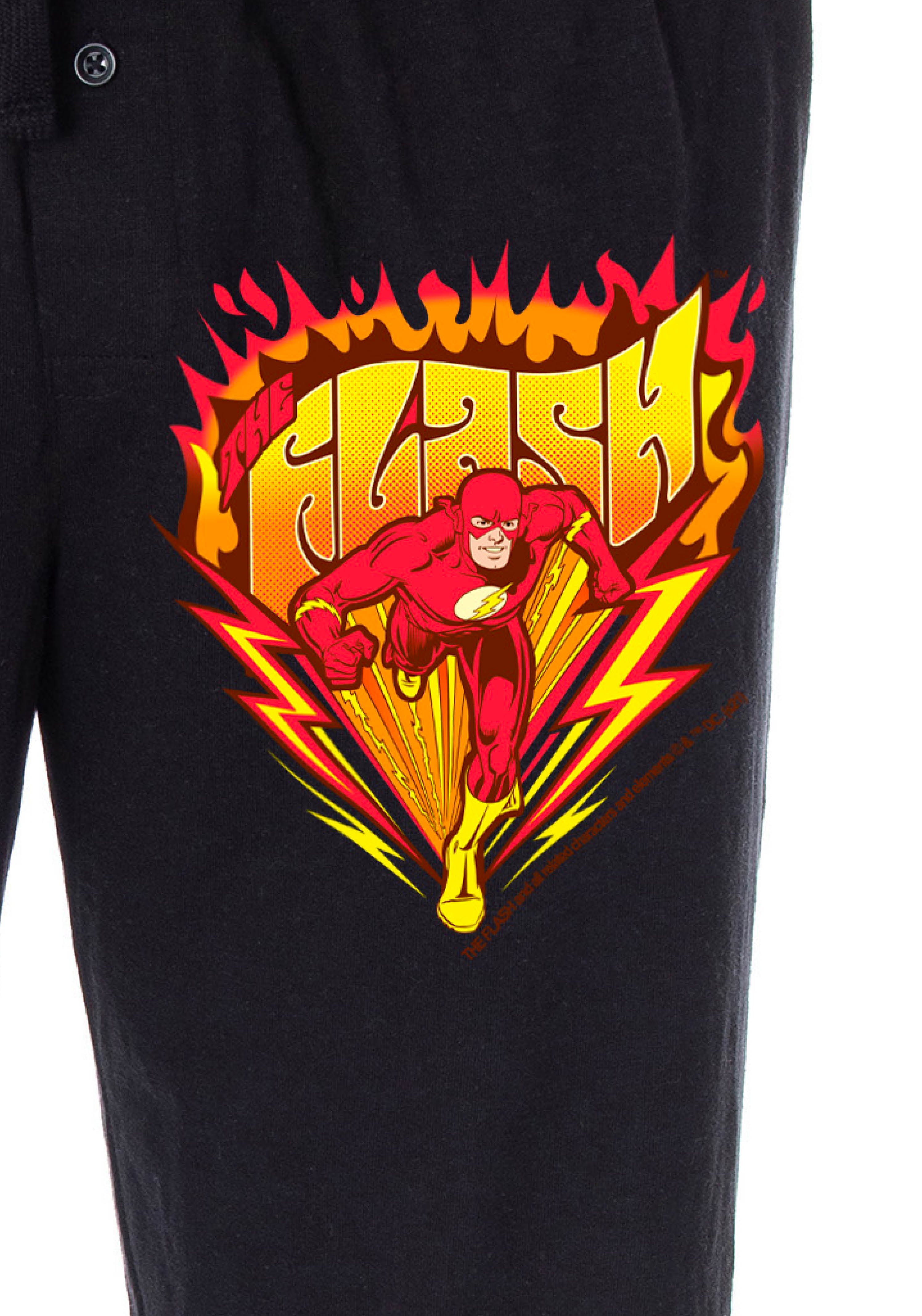 DC Comics Men's The Flash Burning It Up Logo Superhero Loungewear Sleep Pajama Pants