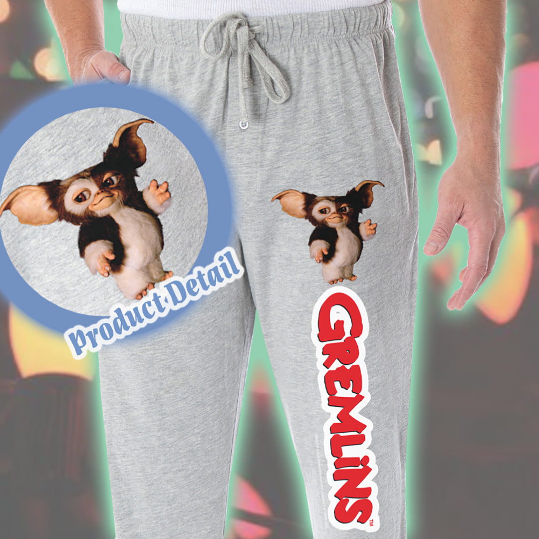 Gremlins Men's Gizmo And Classic Movie Script Logo Loungewear Sleep Bottoms Pajama Pants