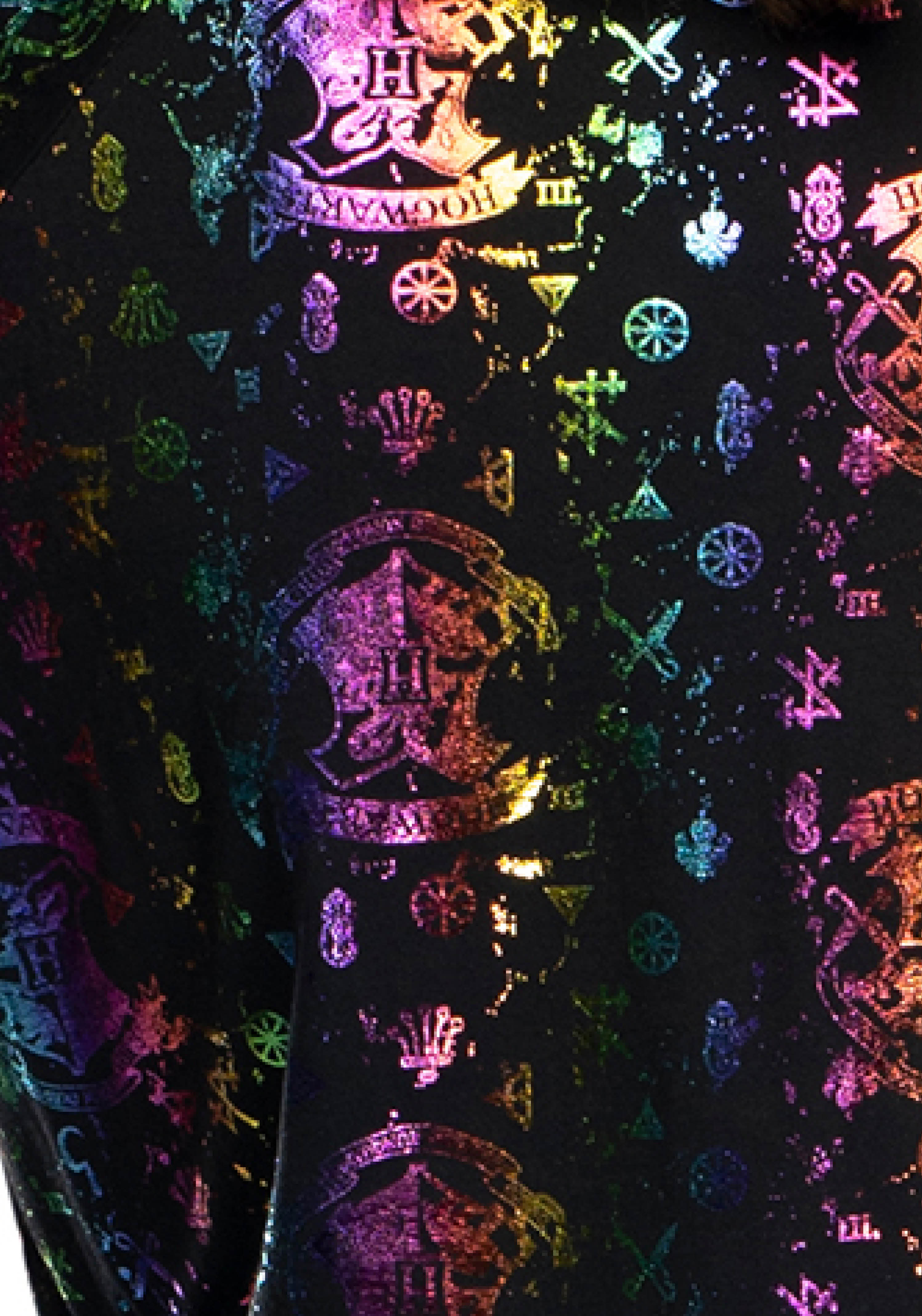 Harry Potter Juniors' Hogwarts Rainbow Hologram Raglan Nightgown Pajama