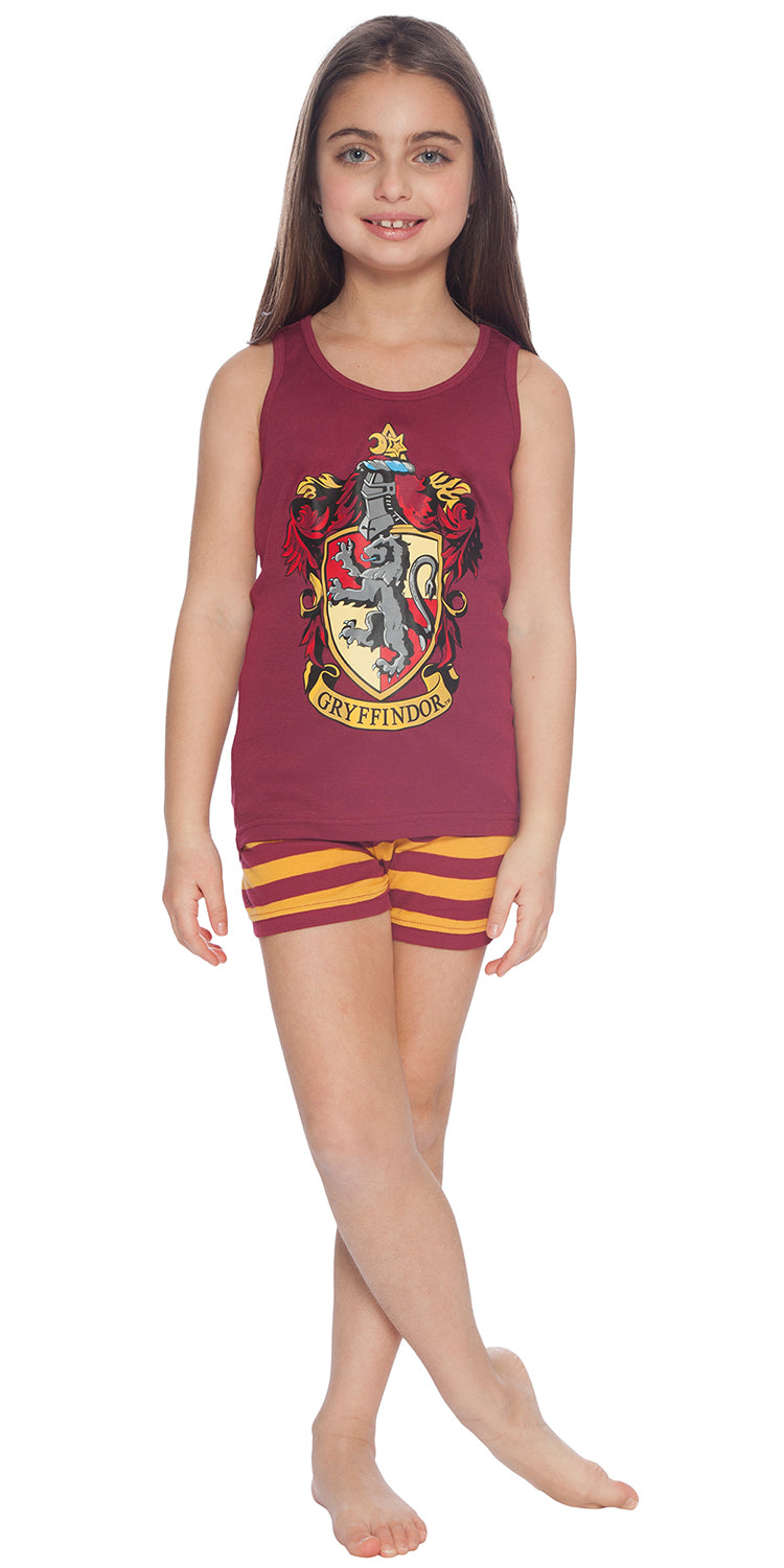 Harry Potter Girls Hogwarts House Crest Tank Top and Short Pajama 2pc Set