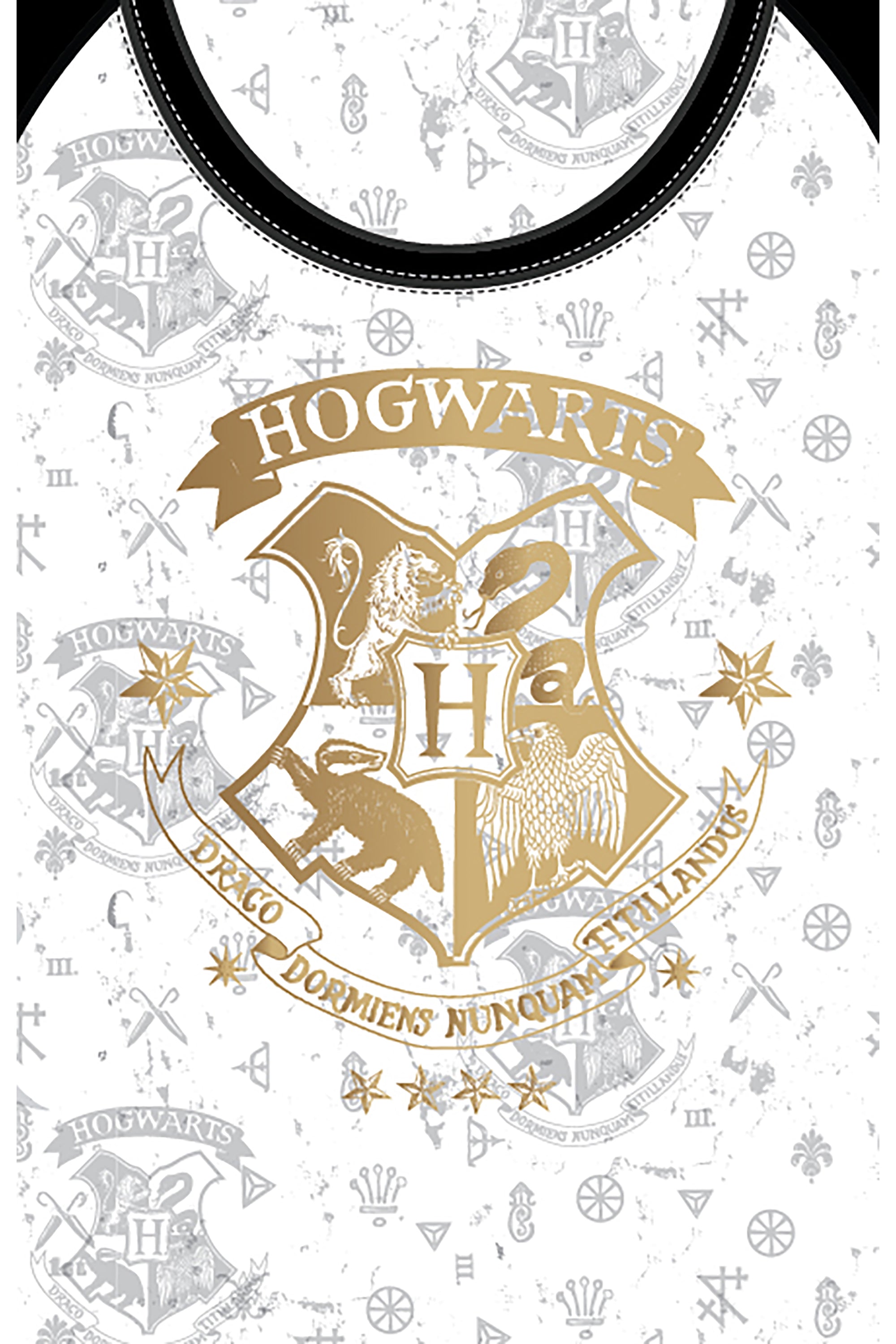 Harry Potter Pajama Hogwarts Gold Crest Short Sleeve Raglan Nightgown