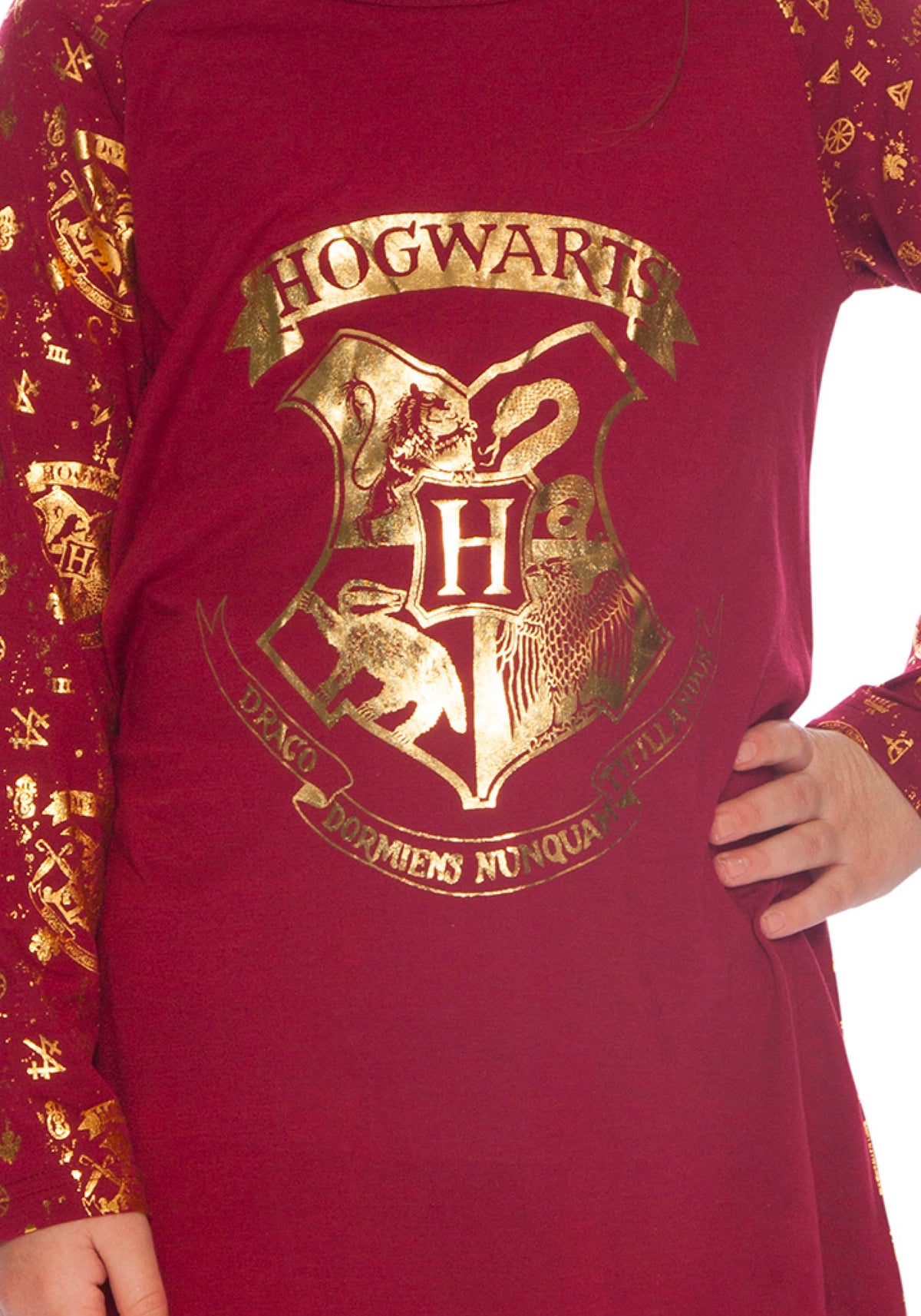 Harry Potter Hermione Hogwarts Logo Crest Nightgown Sleepshirt Holiday Pajama