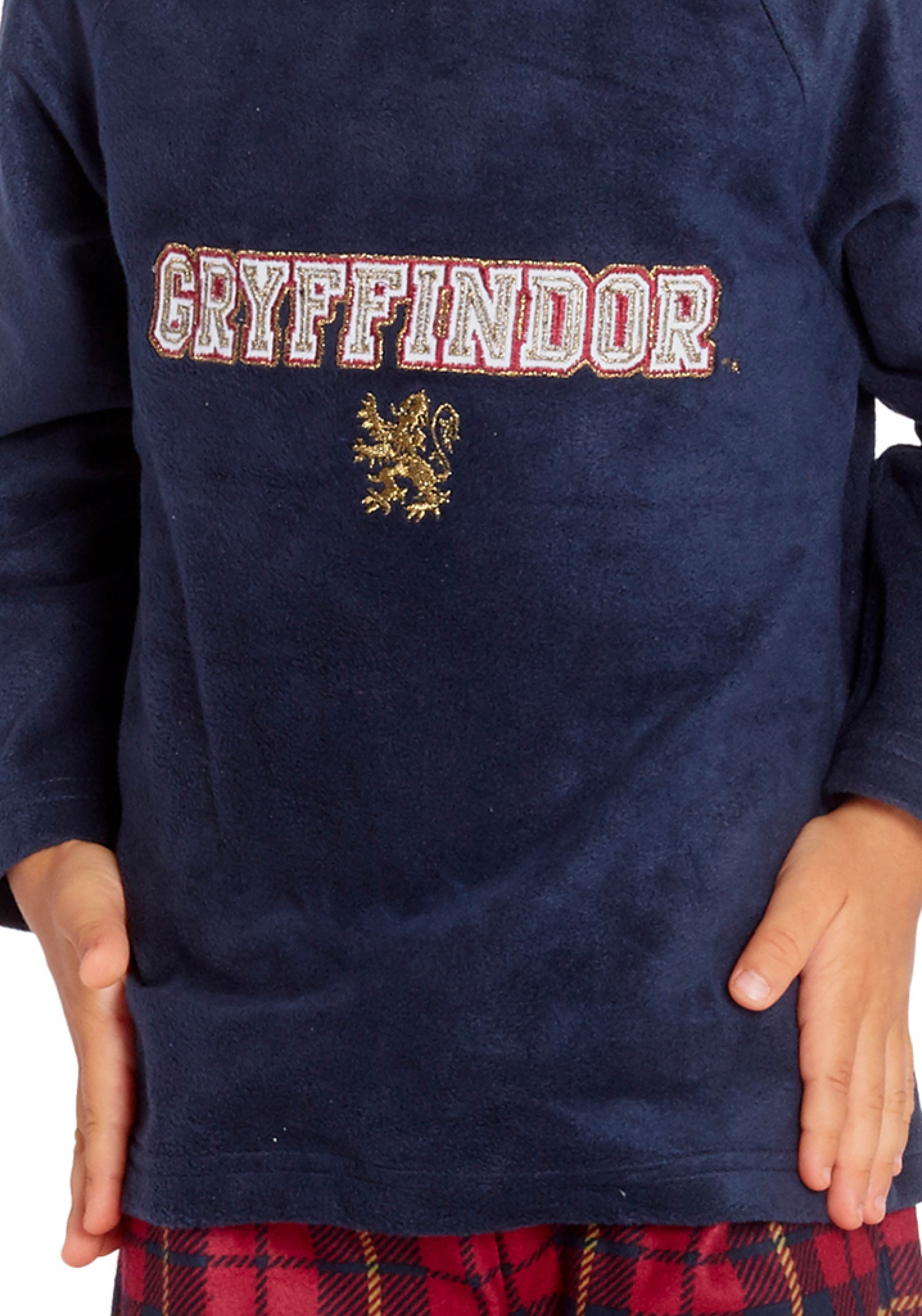 Harry Potter Gryffindor Lion Christmas Plush Holiday Plaid Pajama Set