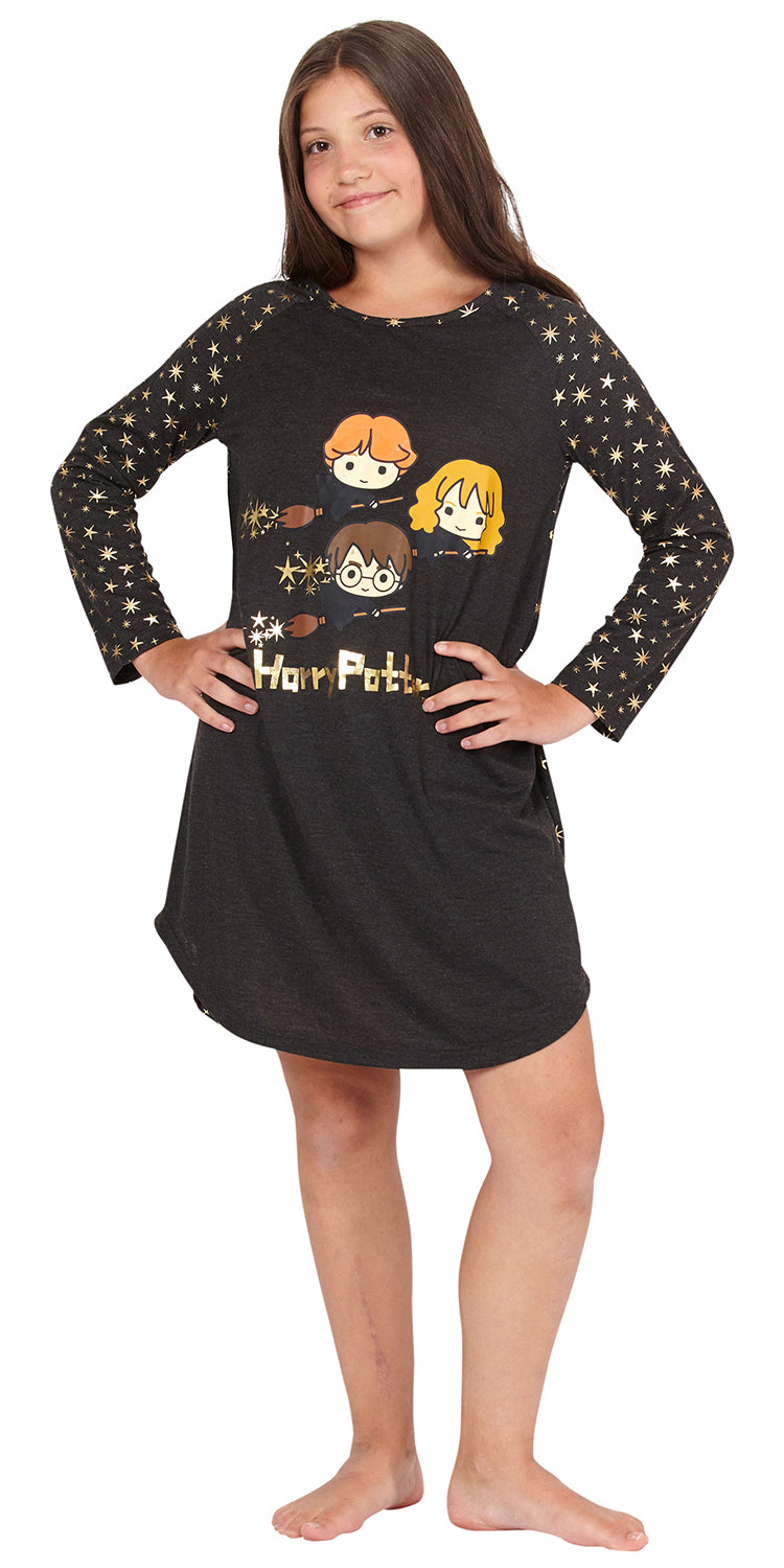 Harry Potter Hermione Chibi Charms Hogwarts Girls Raglan Pajama Gown