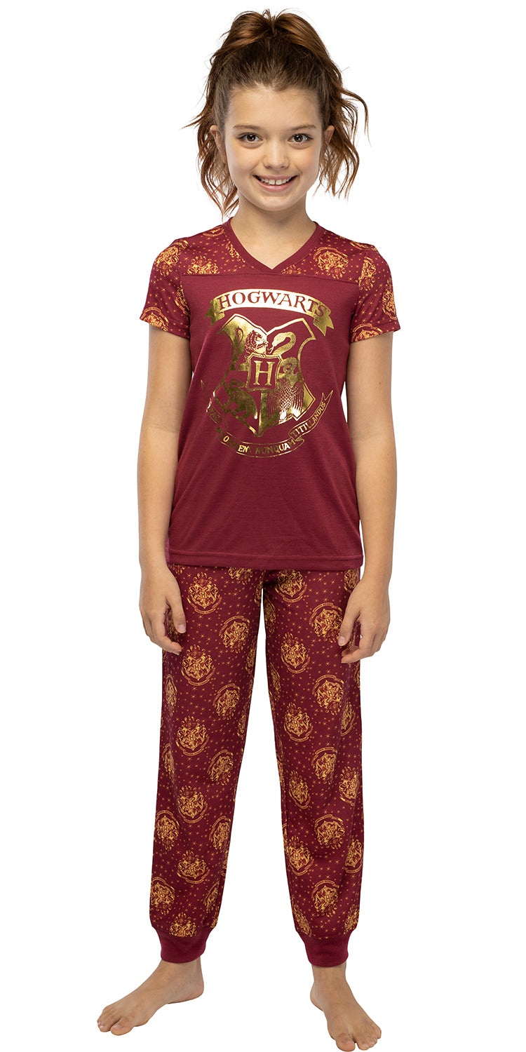 Harry Potter Girls' Hogwarts Gold Foil Jogger Lounge 2PC Pajama Set
