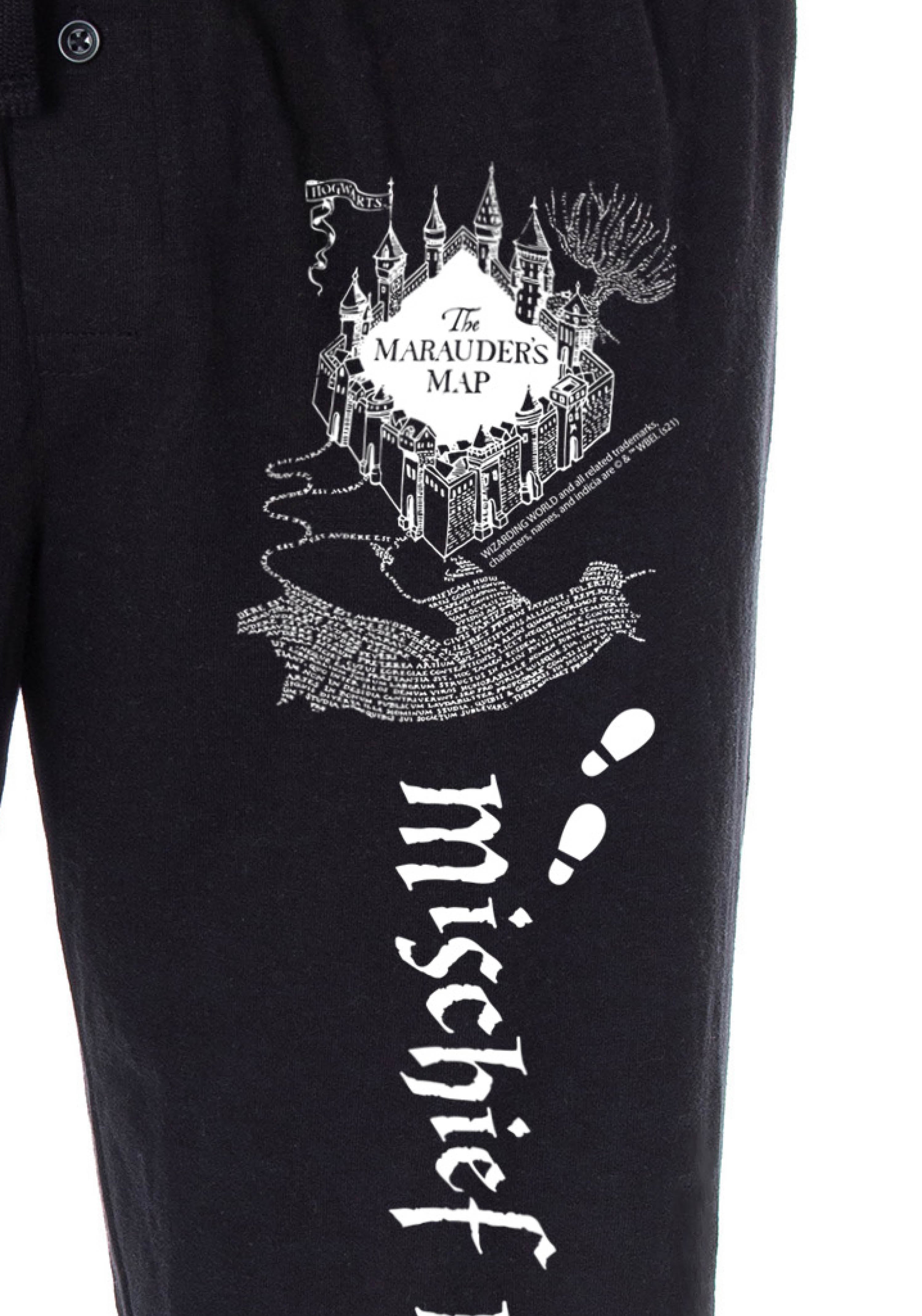 Harry Potter Men's Marauder's Map Mischief Managed Loungewear Sleep Bottoms Pajama Pants