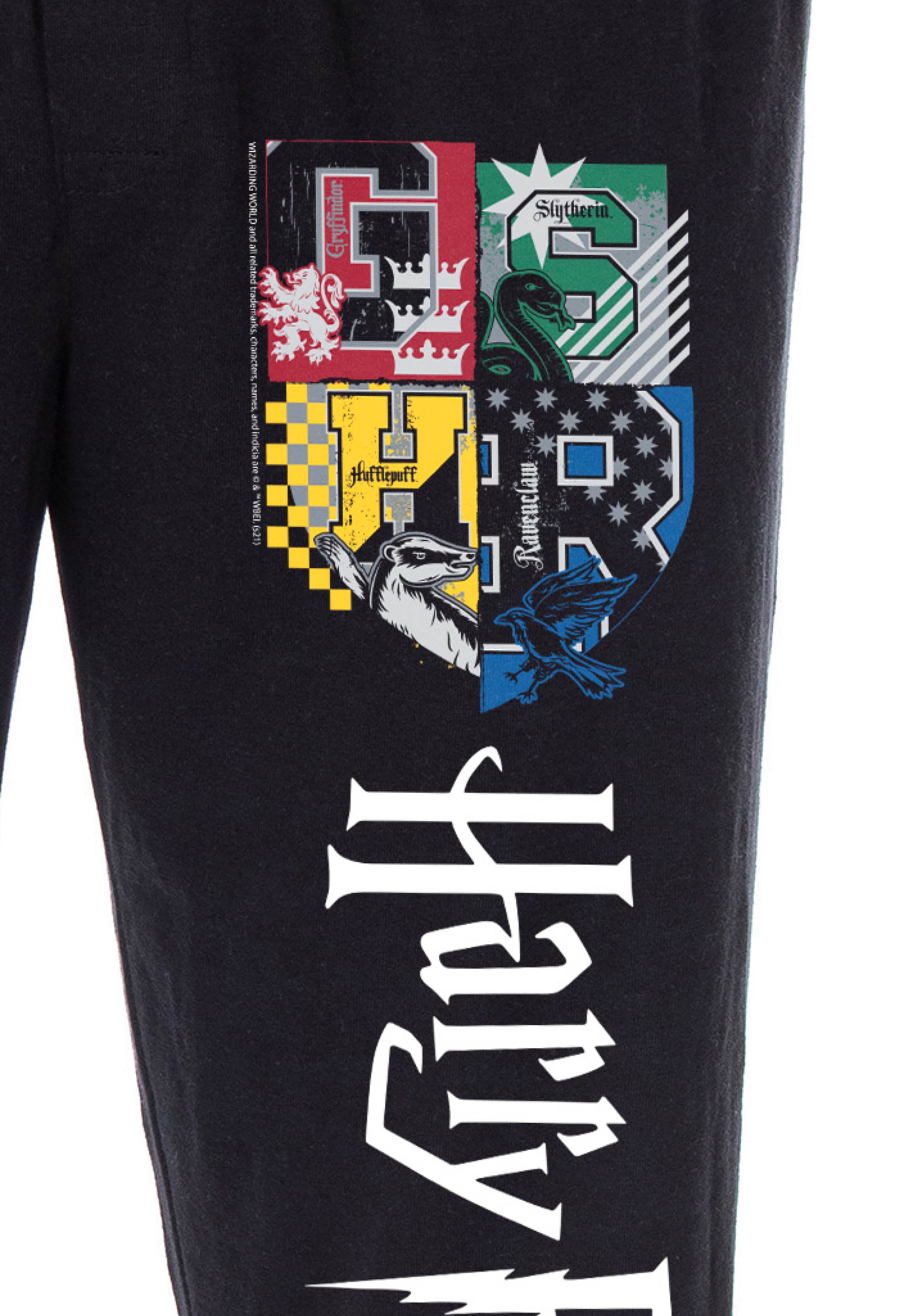 Harry Potter Adult Mens' Hogwarts Crest Collegiate Style Pajama Lounge Pants