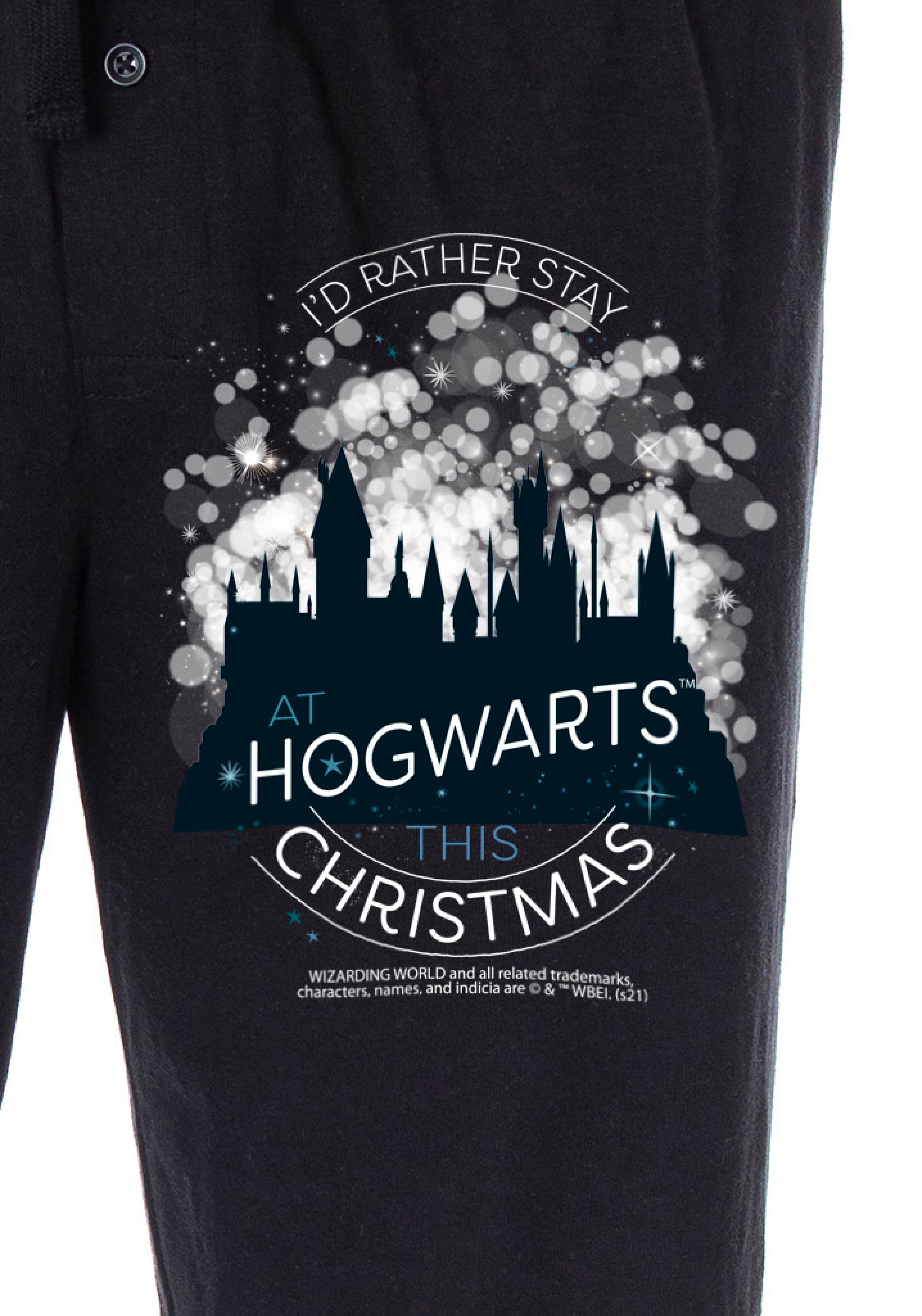 Harry Potter Men's I'D Rather Stay At Hogwarts This Christmas Pajama Pants