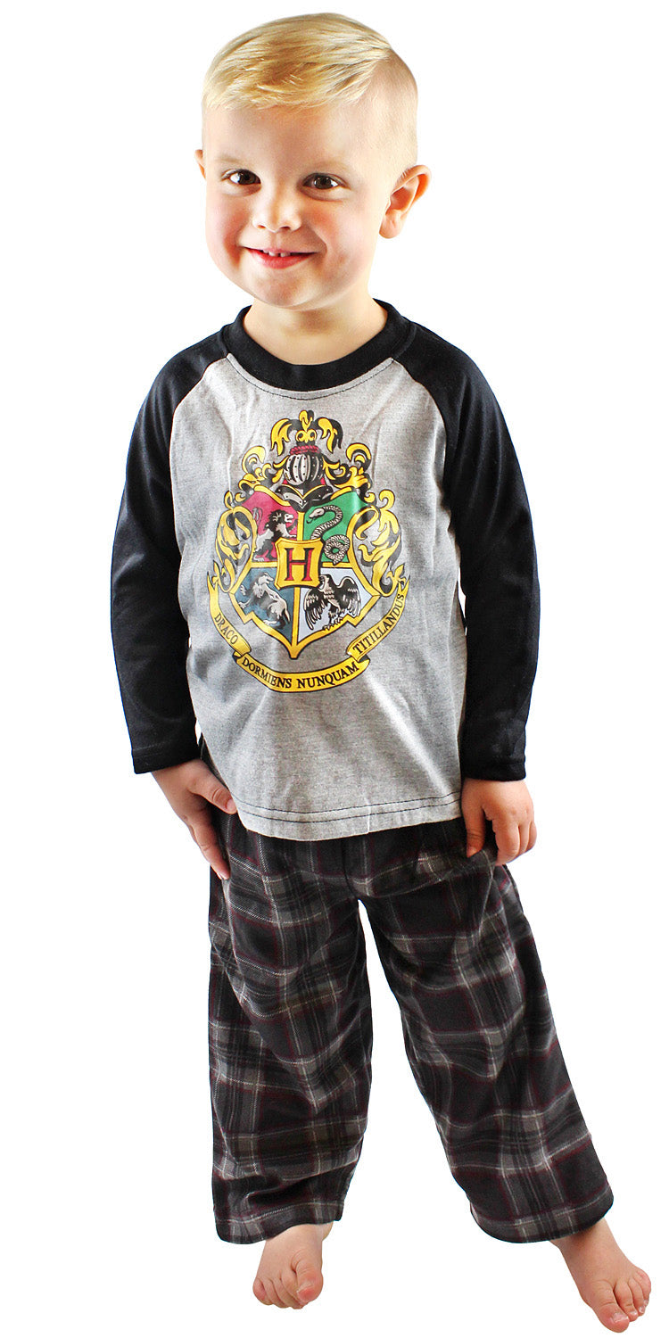 Intimo Big Boys Harry Potter Hogwarts School Crest Raglan Pajama Set