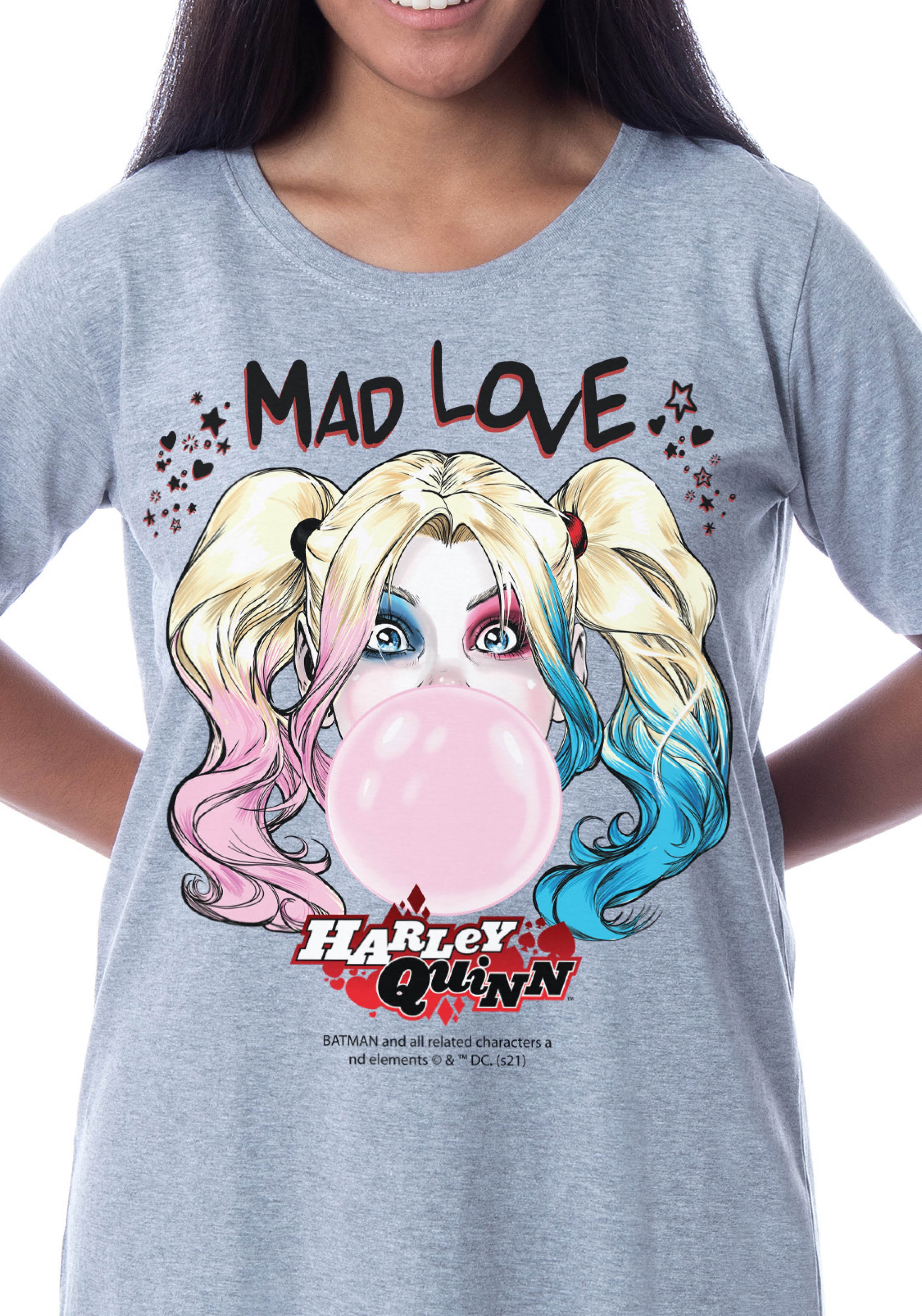 DC Comics Women's Harley Quinn Mad Love Nightgown Sleep Pajama Shirt