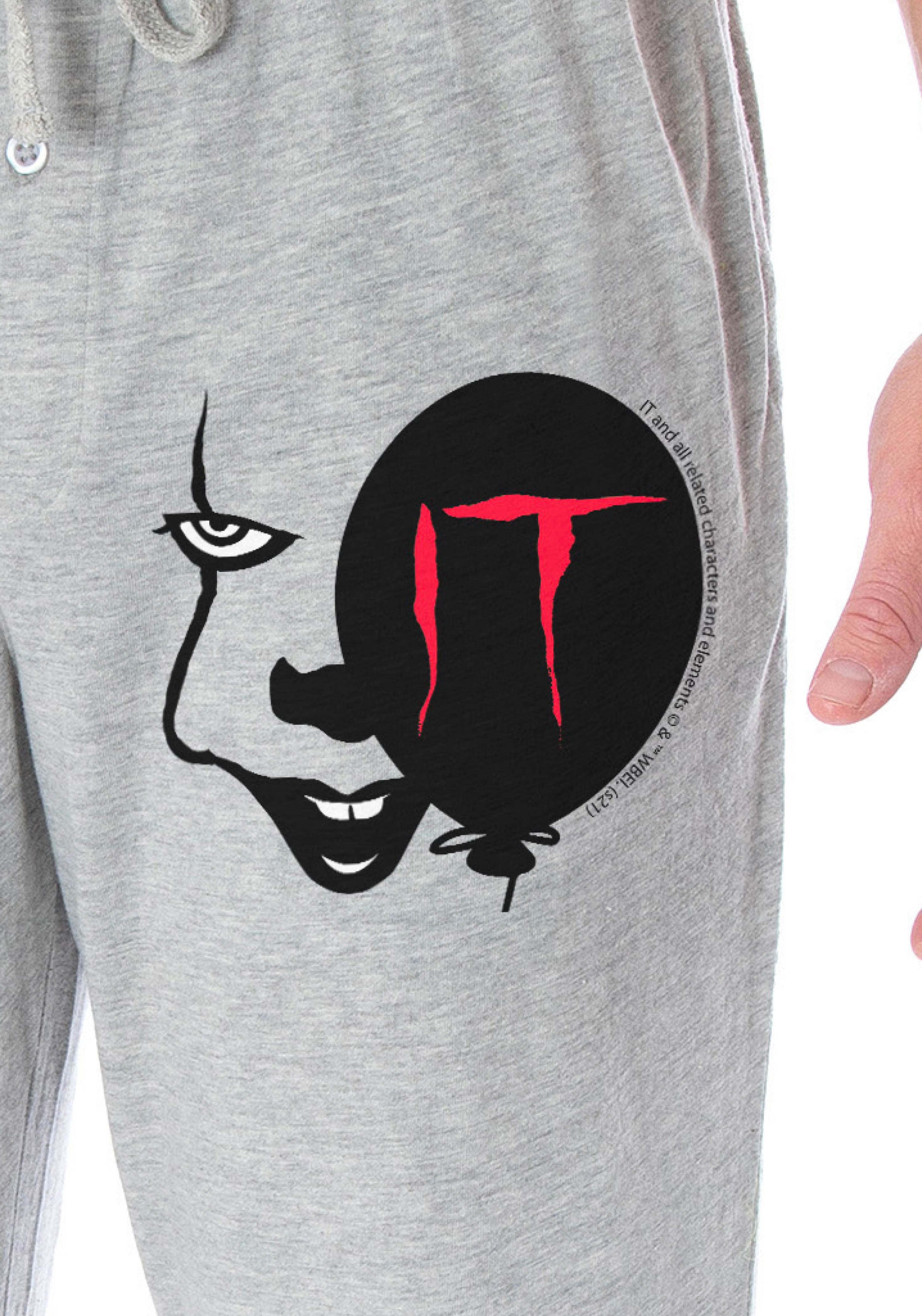 IT The Movie Men's Pennywise Face and Balloon Loungewear Sleep Bottoms Pajama Pants