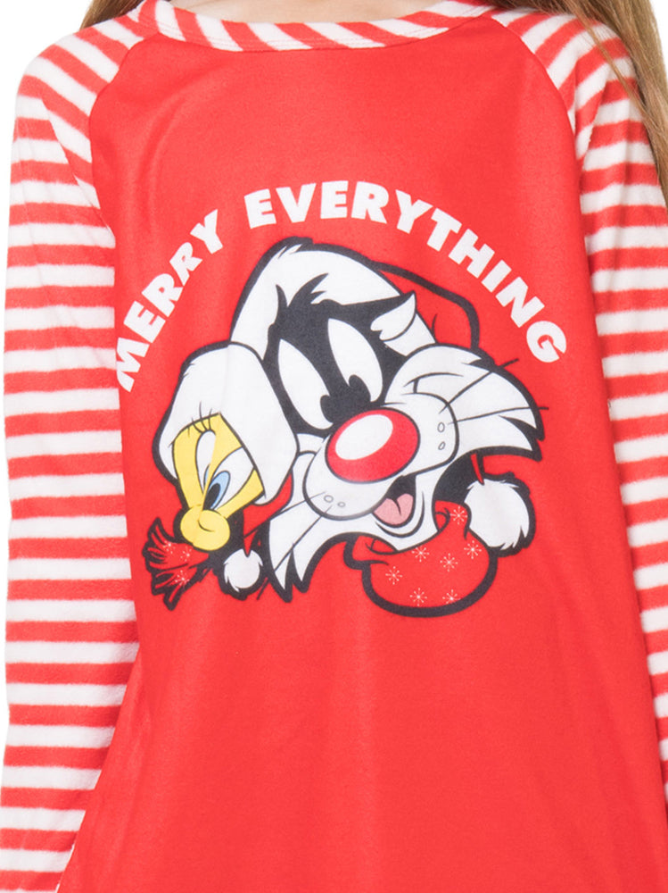 Looney Tunes Girls Christmas Pajamas Tweety Bird Sylvester Cat Pajama Nightgown