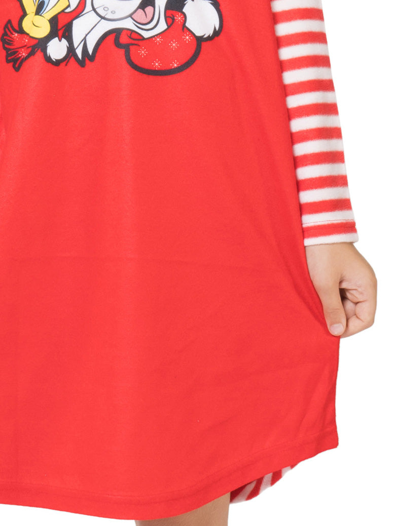 Looney Tunes Girls Christmas Pajamas Tweety Bird Sylvester Cat Pajama Nightgown