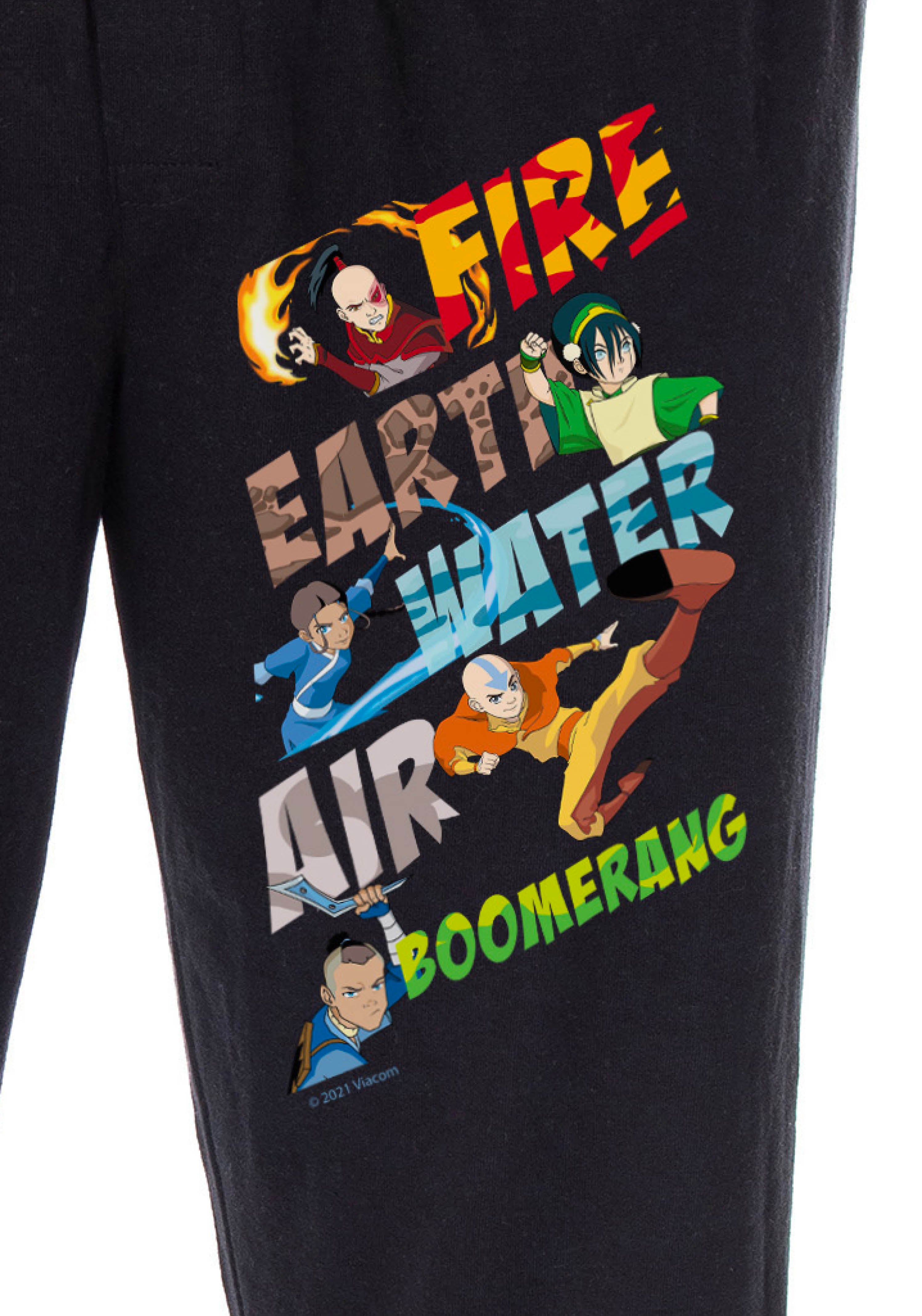 Avatar The Last Airbender Men's Air Fire Earth Water Boomerang Pajama Pants