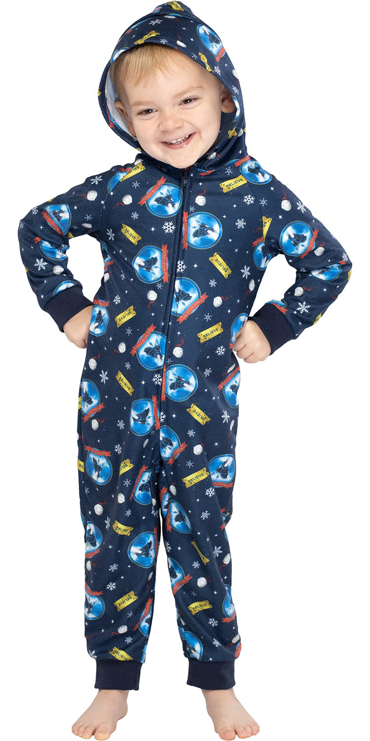 The Polar Express Toddler Kids Believe Hooded One-Piece Footless Sleeper Union Suit