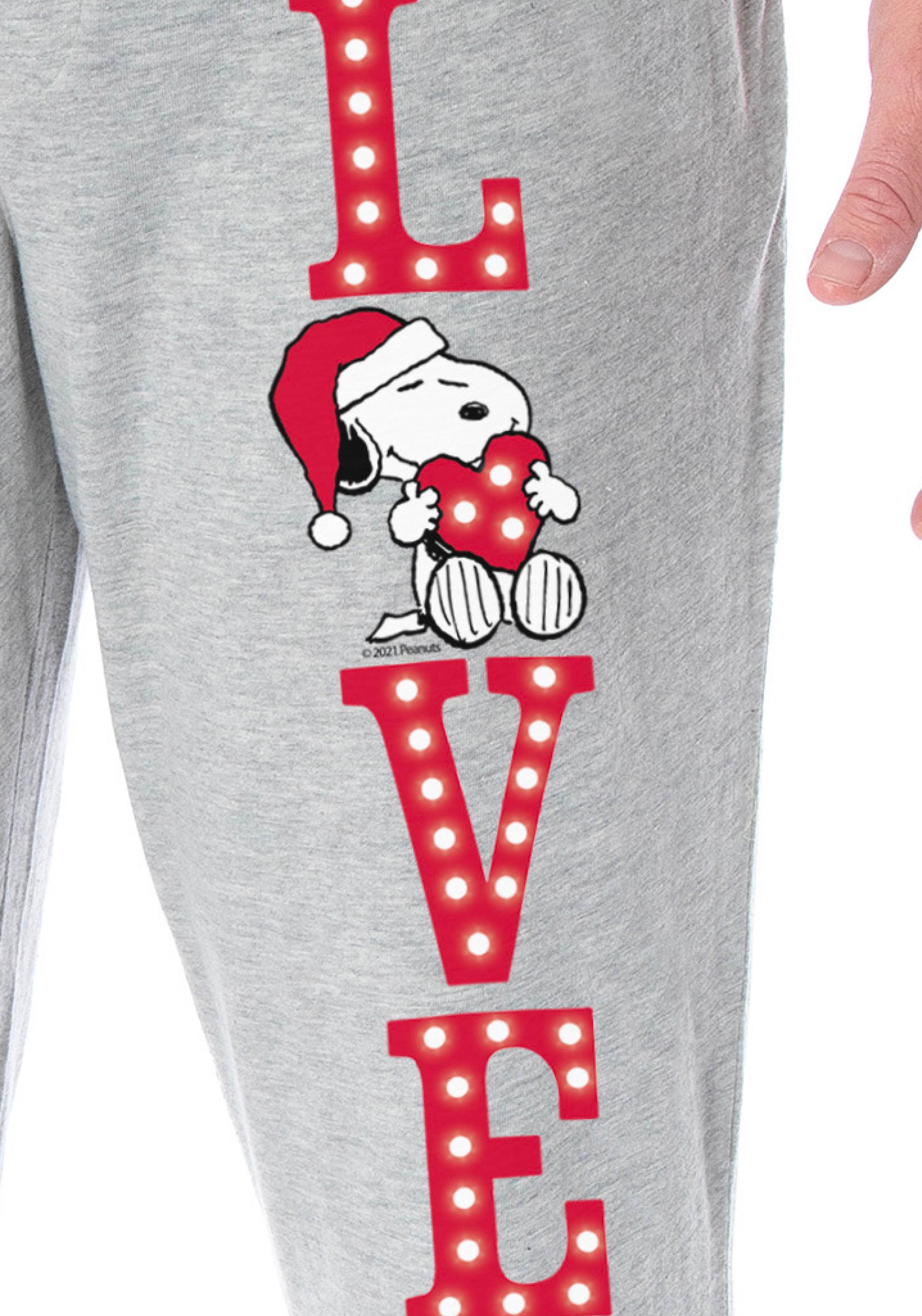 Peanuts Snoopy Men's Pajama Pants LOVE Loungewear Sleep Bottoms Lounge Pants