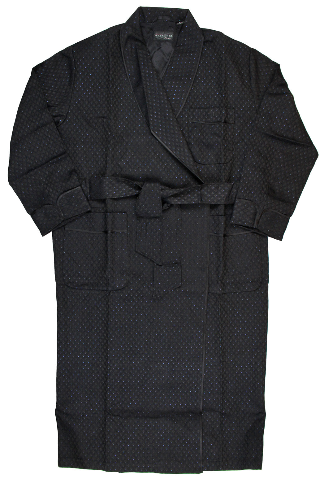 INTIMO Women’s Full-Length Lined Shawl Bathrobe with Delicate Diamond Pattern (S)